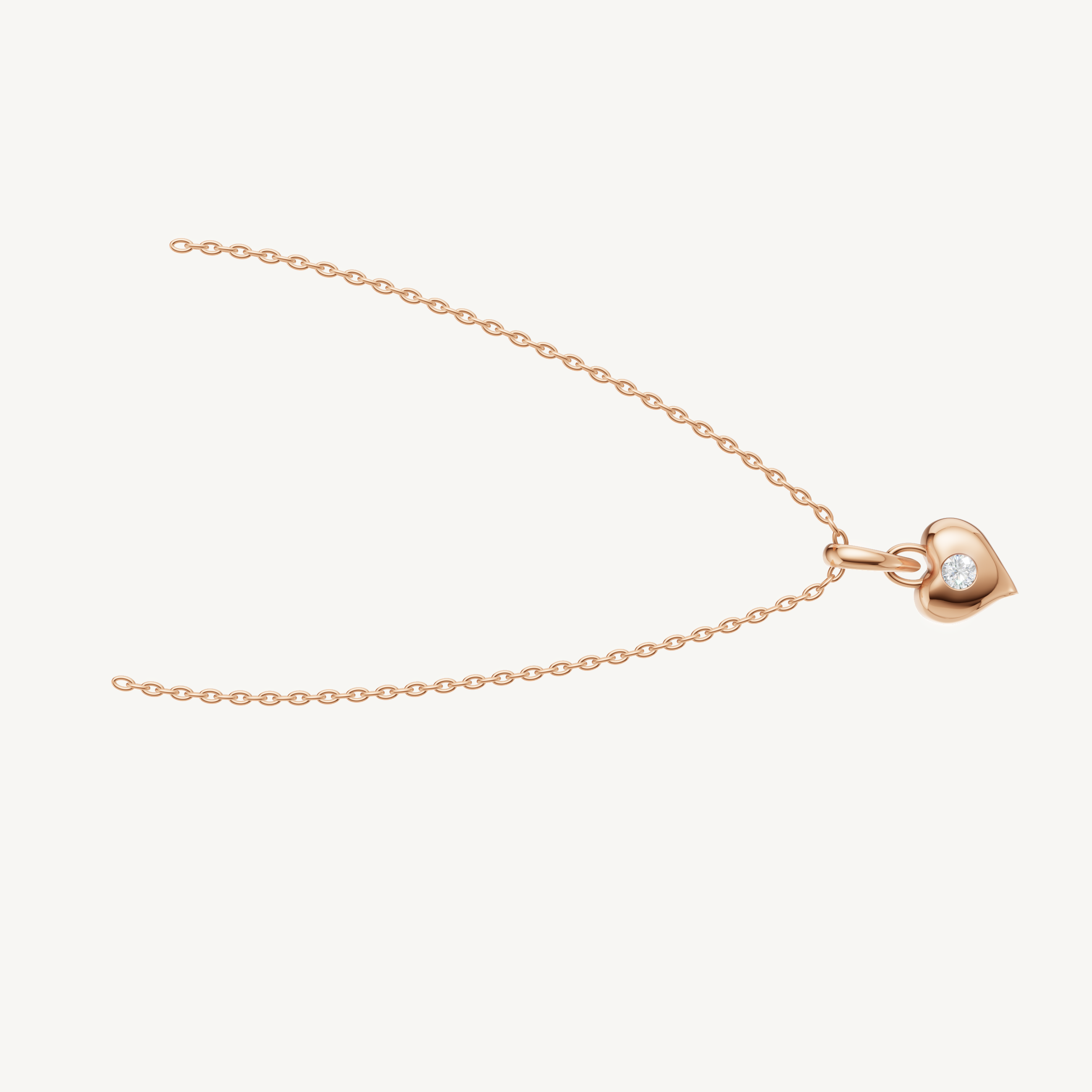 Modern Heart Shape Gold Pendant with Lab Grown Diamond in Rose Gold