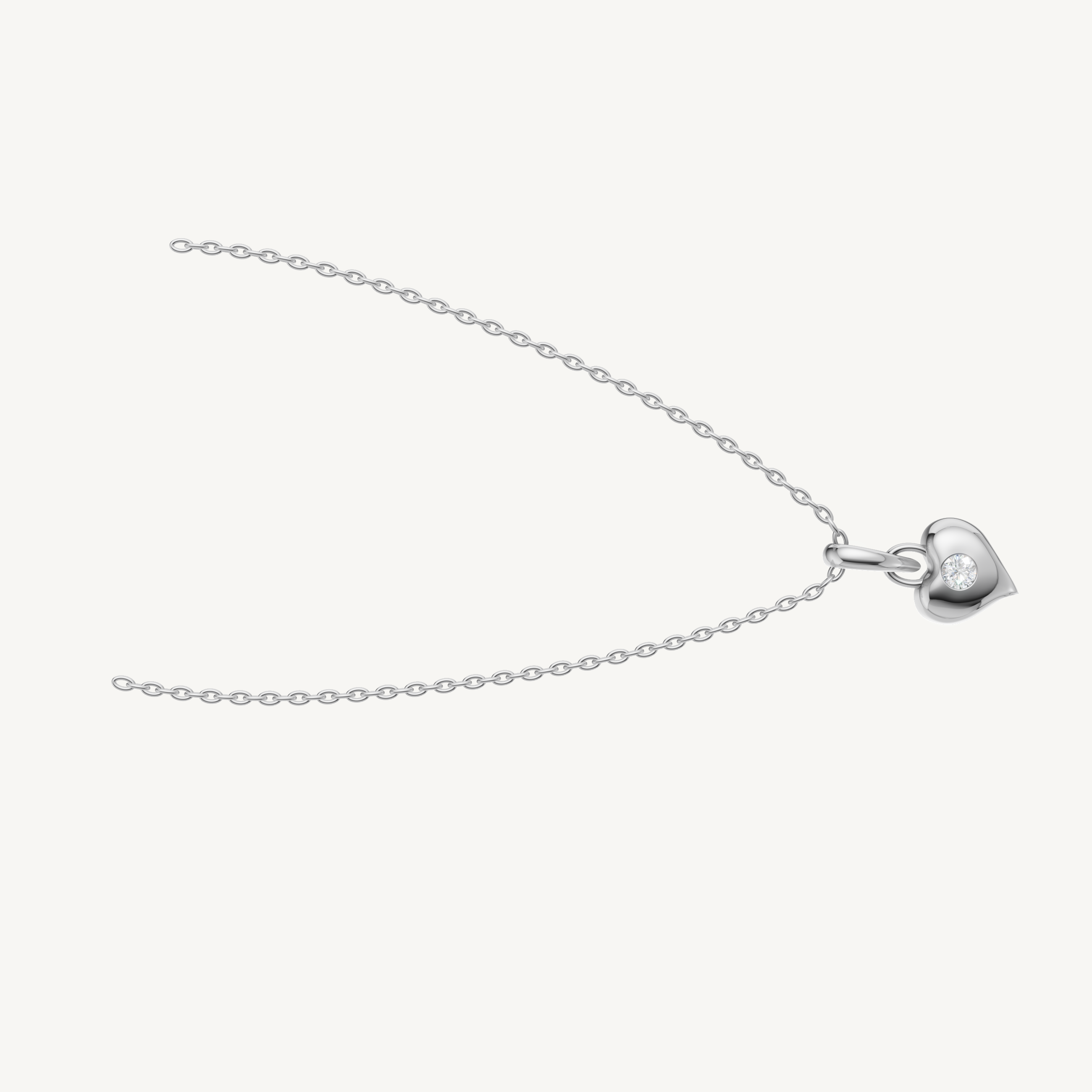 Modern Heart Shape Gold Pendant with Lab Grown Diamond in White Gold