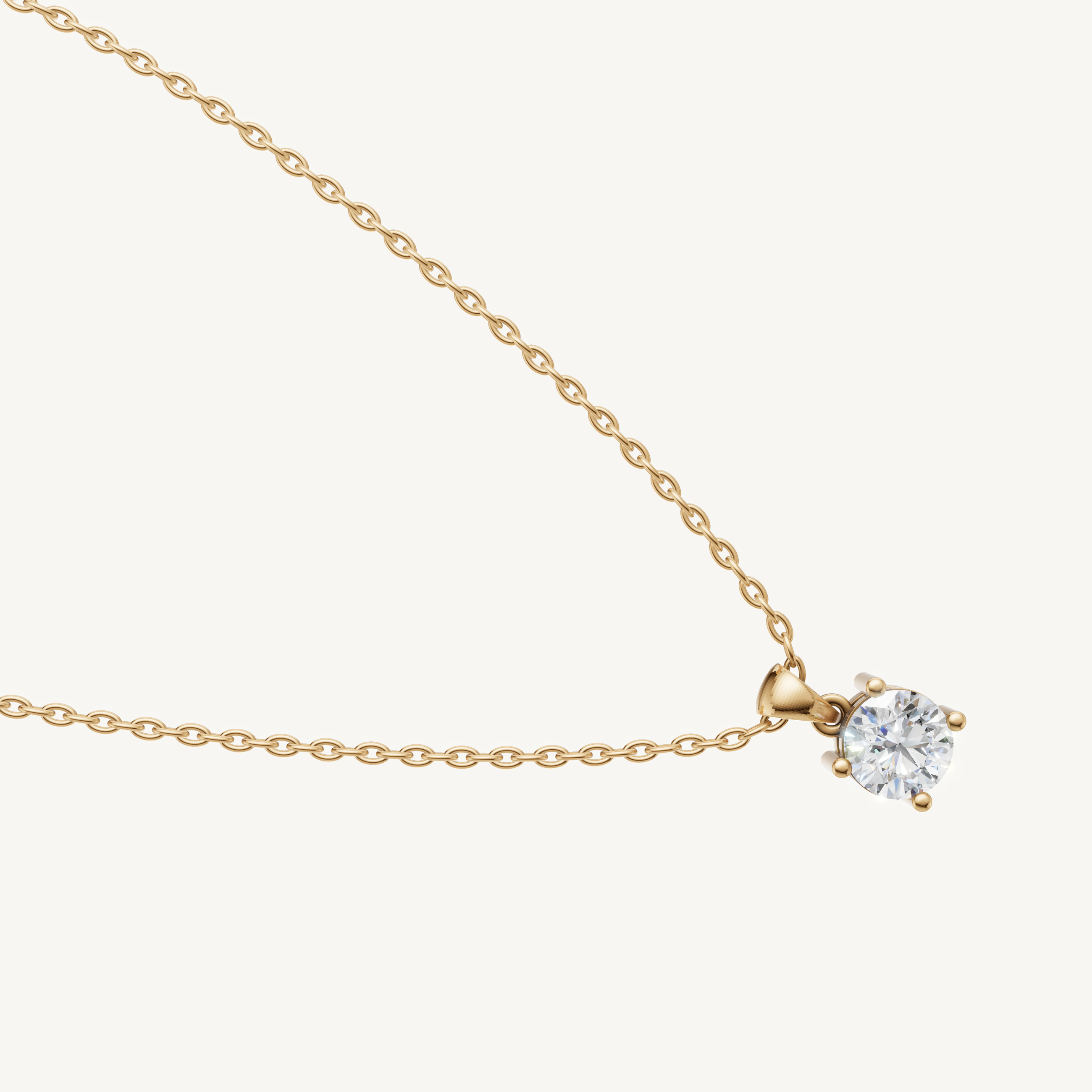 Minimalist Round Lab Grown Diamond Solitaire Pendant Yellow Gold