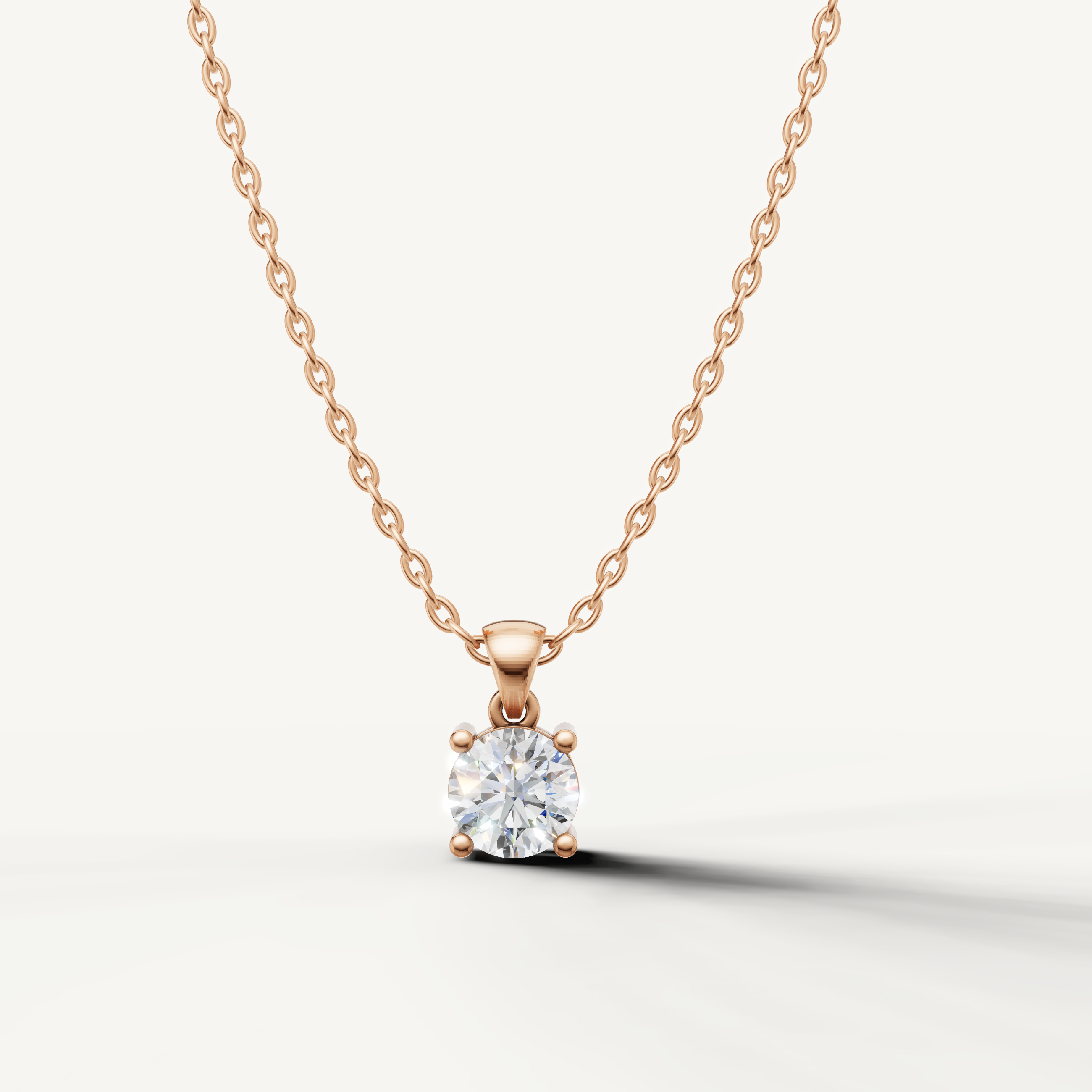 Round Solitaire Lab Grown Diamond Pendant in 14K Rose Gold by Raul Diamonds