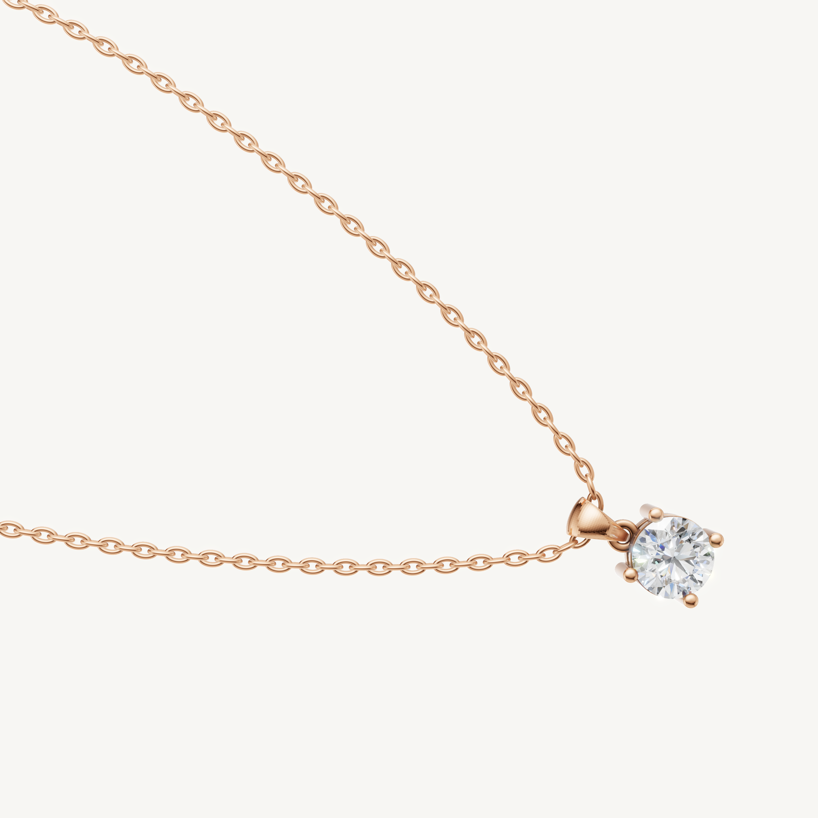 Elegant Four Prong Round Lab Diamond Pendant Necklace in 14K Rose Gold