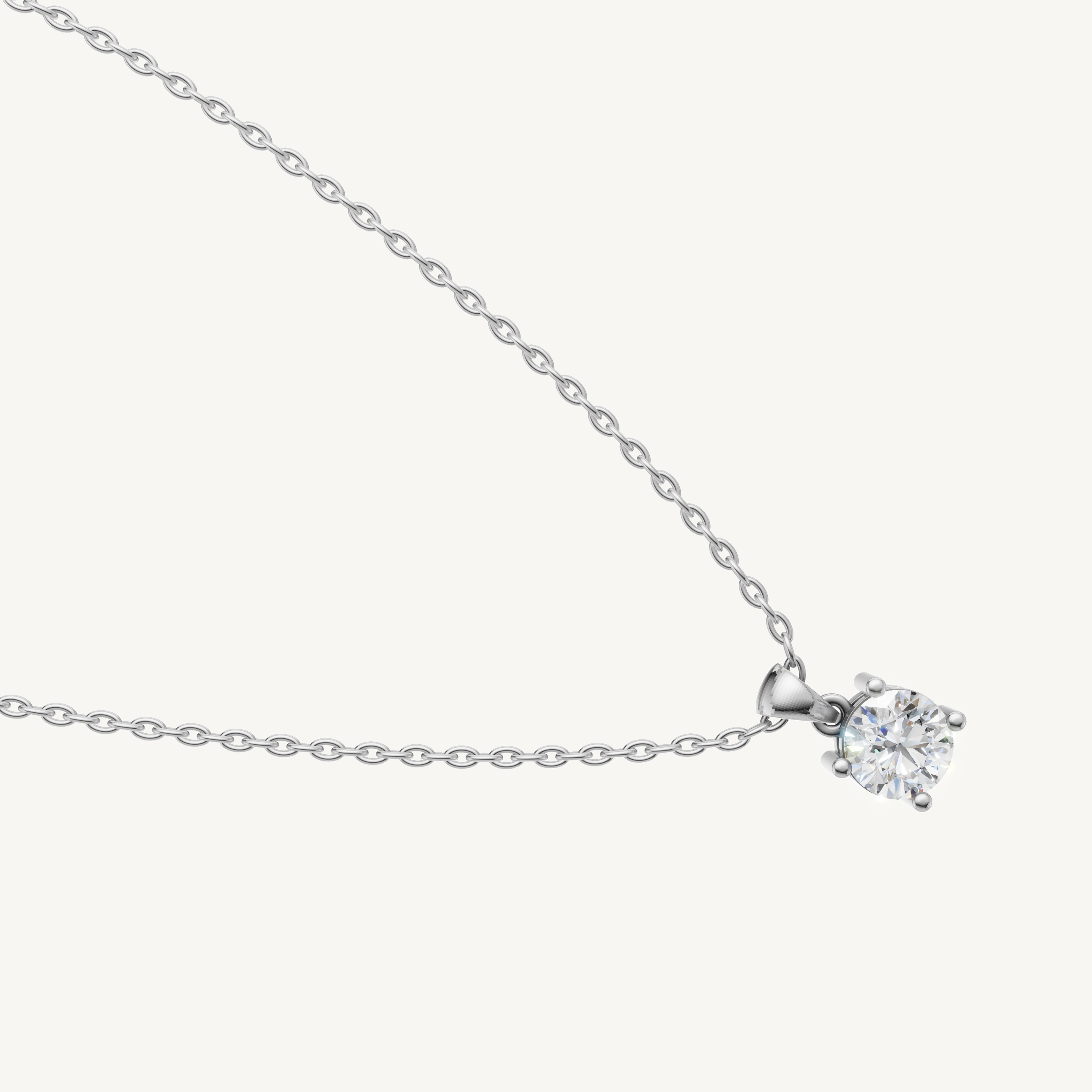 Classic Round Cut Lab Diamond Pendant Necklace in White Gold