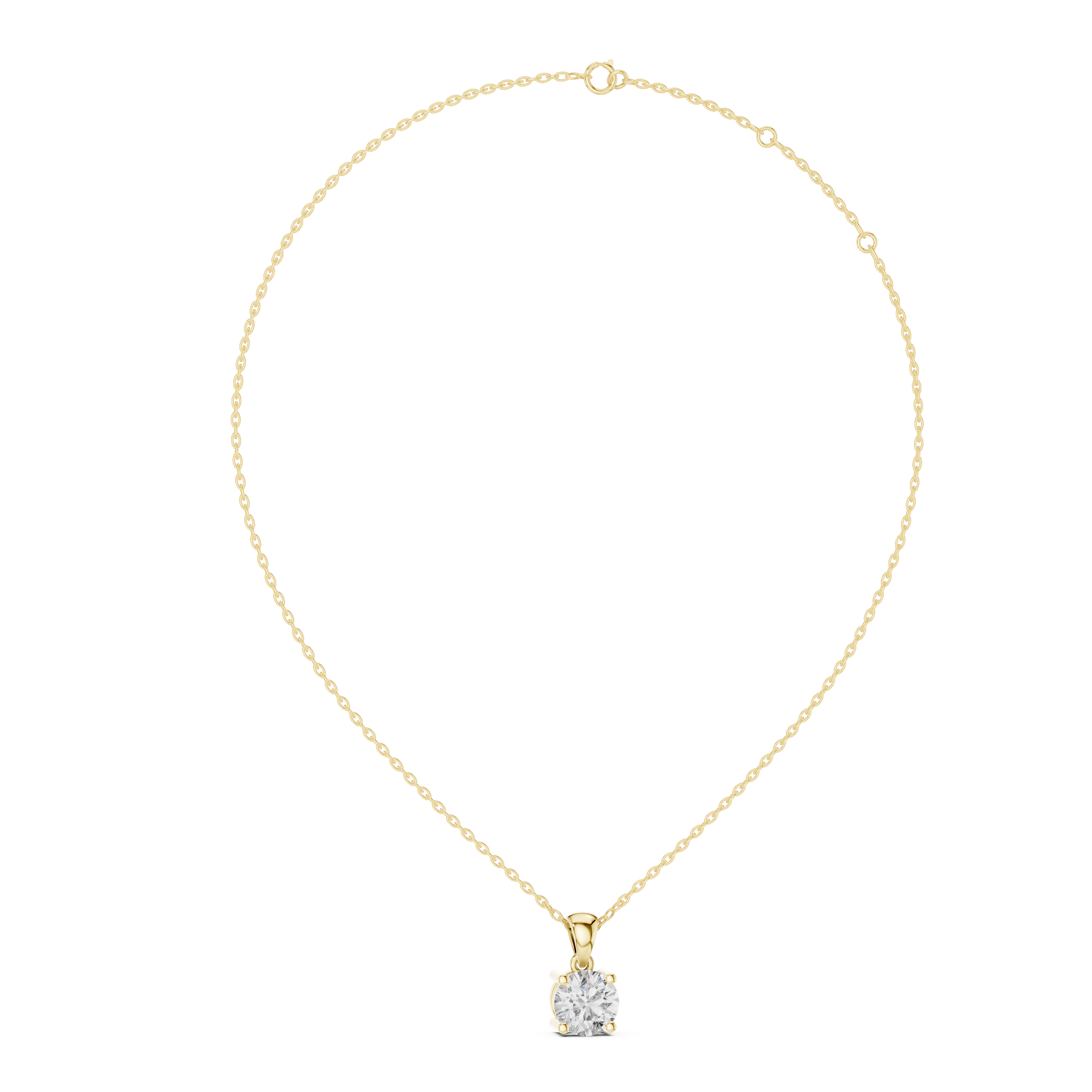 Classic Round Solitaire Lab-Grown Diamond Necklace in 14K Gold