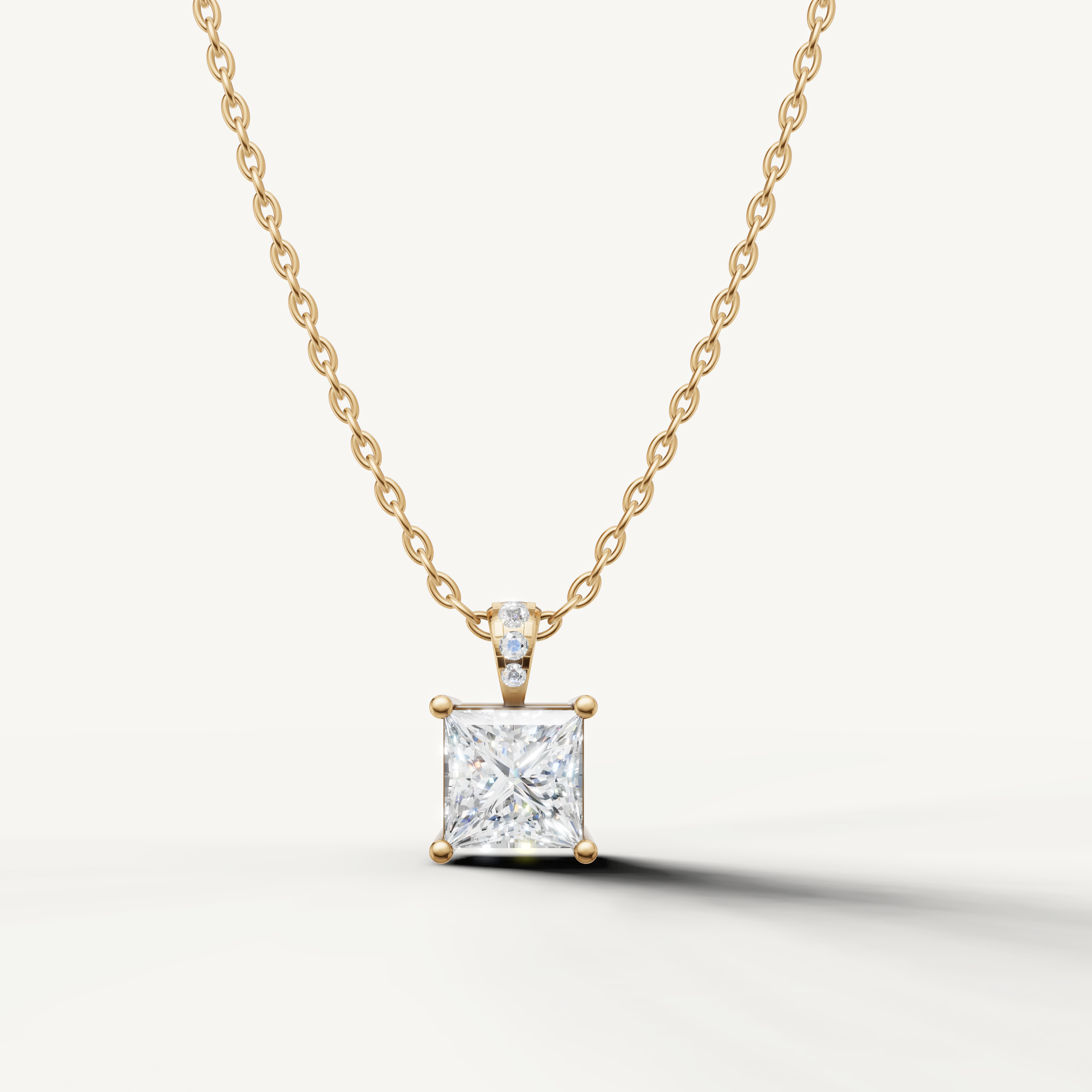 Princess Cut Lab Grown Diamond Pendant Necklace in 14K Yellow Gold by Raul Diamonds