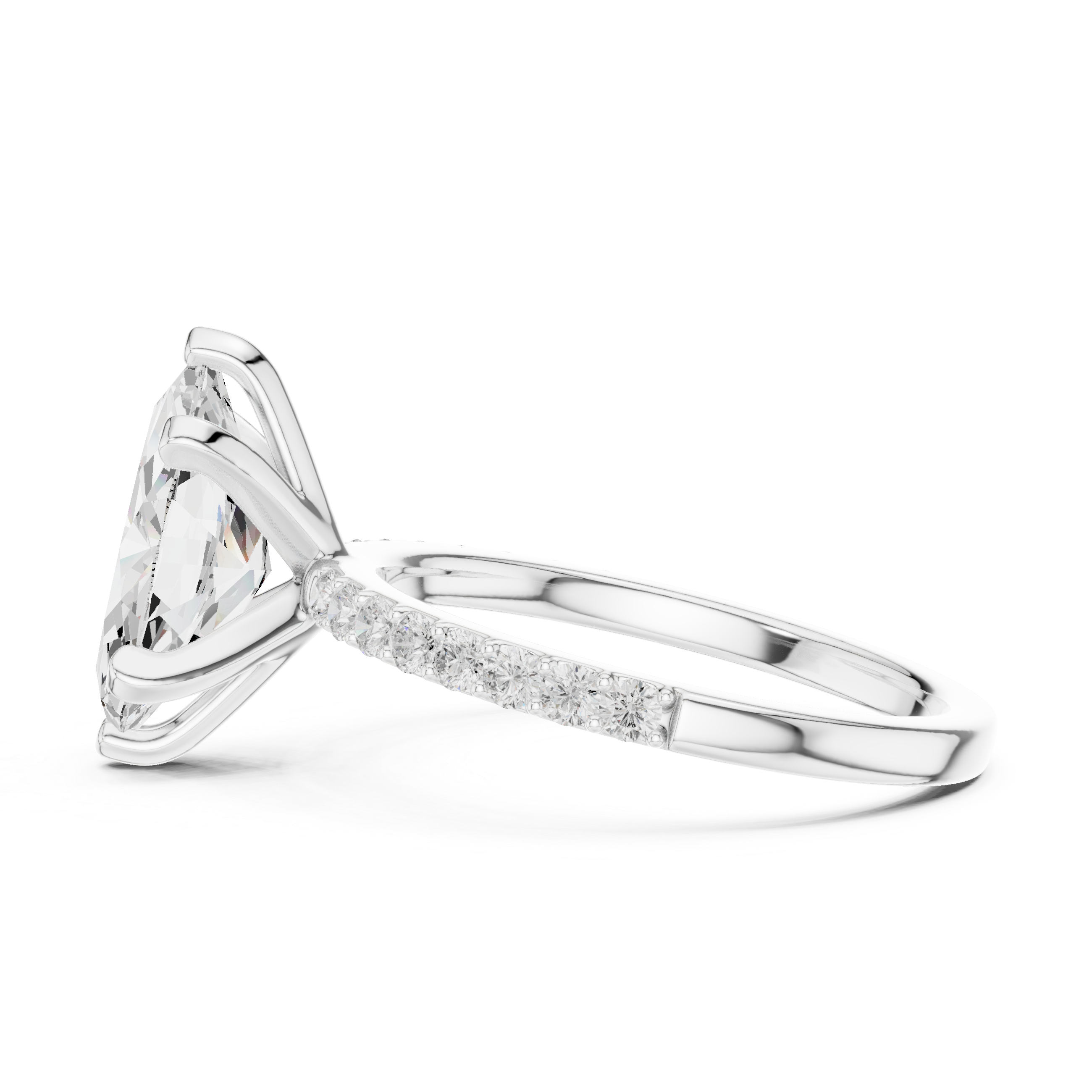 Lab grown marquise diamond ring pavé engagement 2.0ct