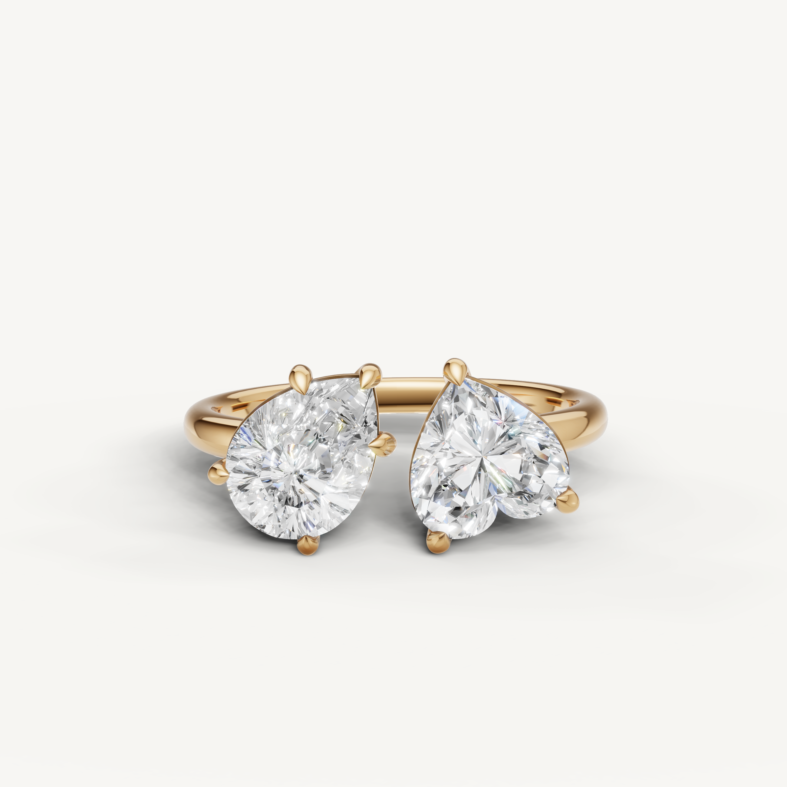 Raul Diamonds yellow gold toi et moi engagement ring with pear and emerald cut lab grown diamonds