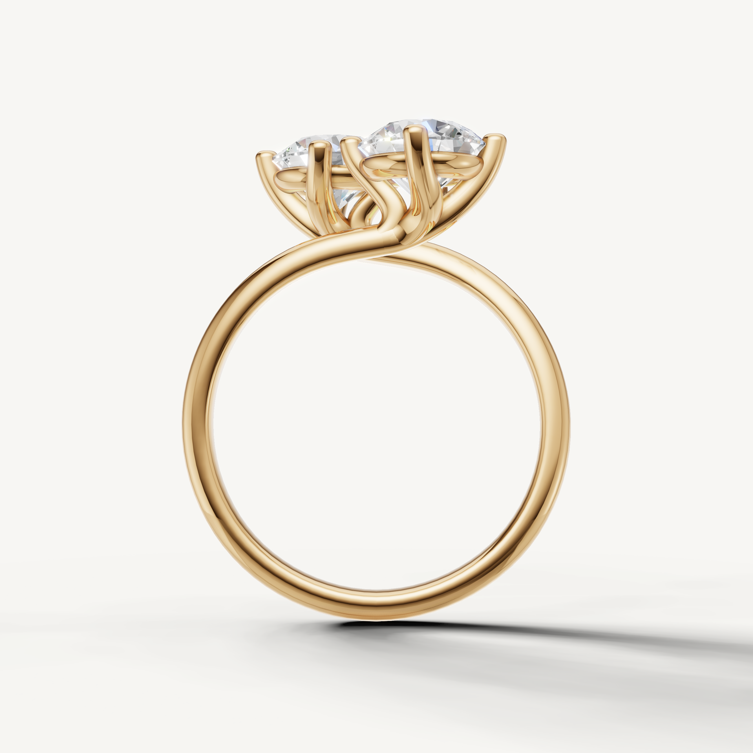 Contemporary yellow gold open style ring with round lab diamonds by Raul Diamonds
