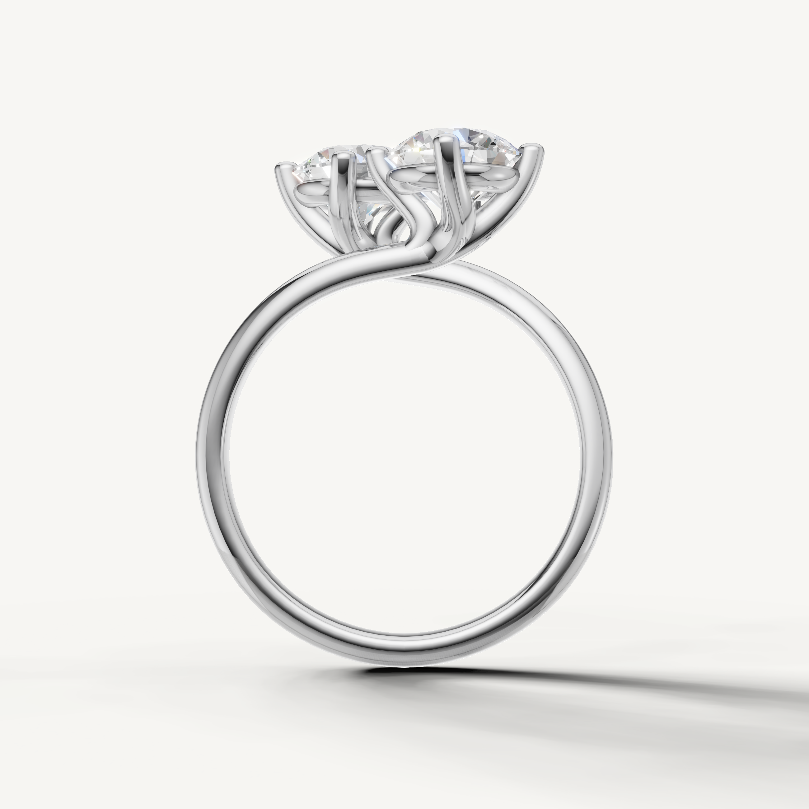 Modern white gold bypass lab diamond ring for women by Raul Diamonds