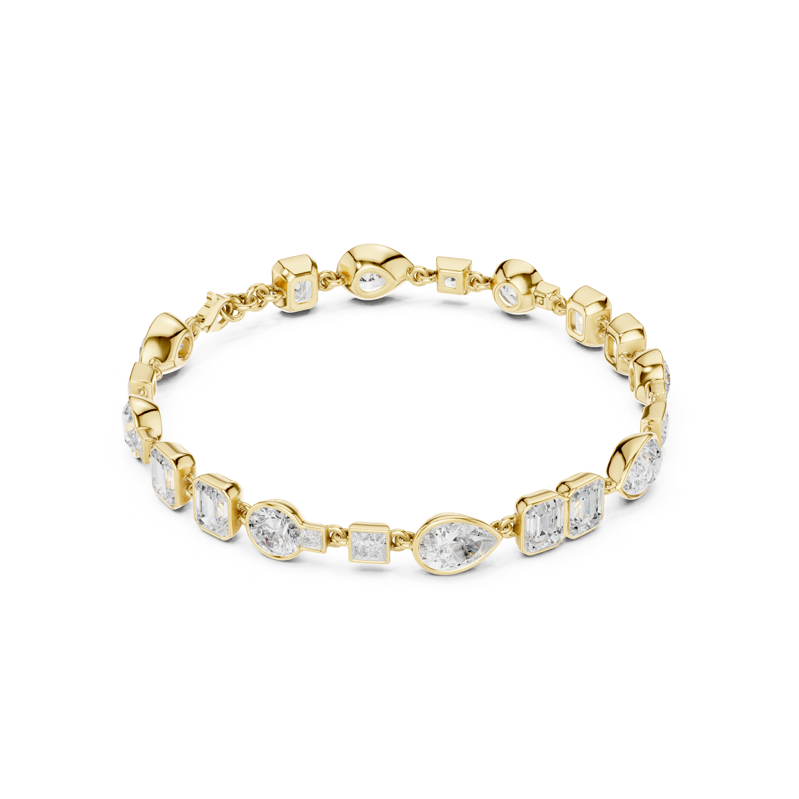 14K Gold Multi-Shape Lab-Grown Diamond Bangle Bracelet