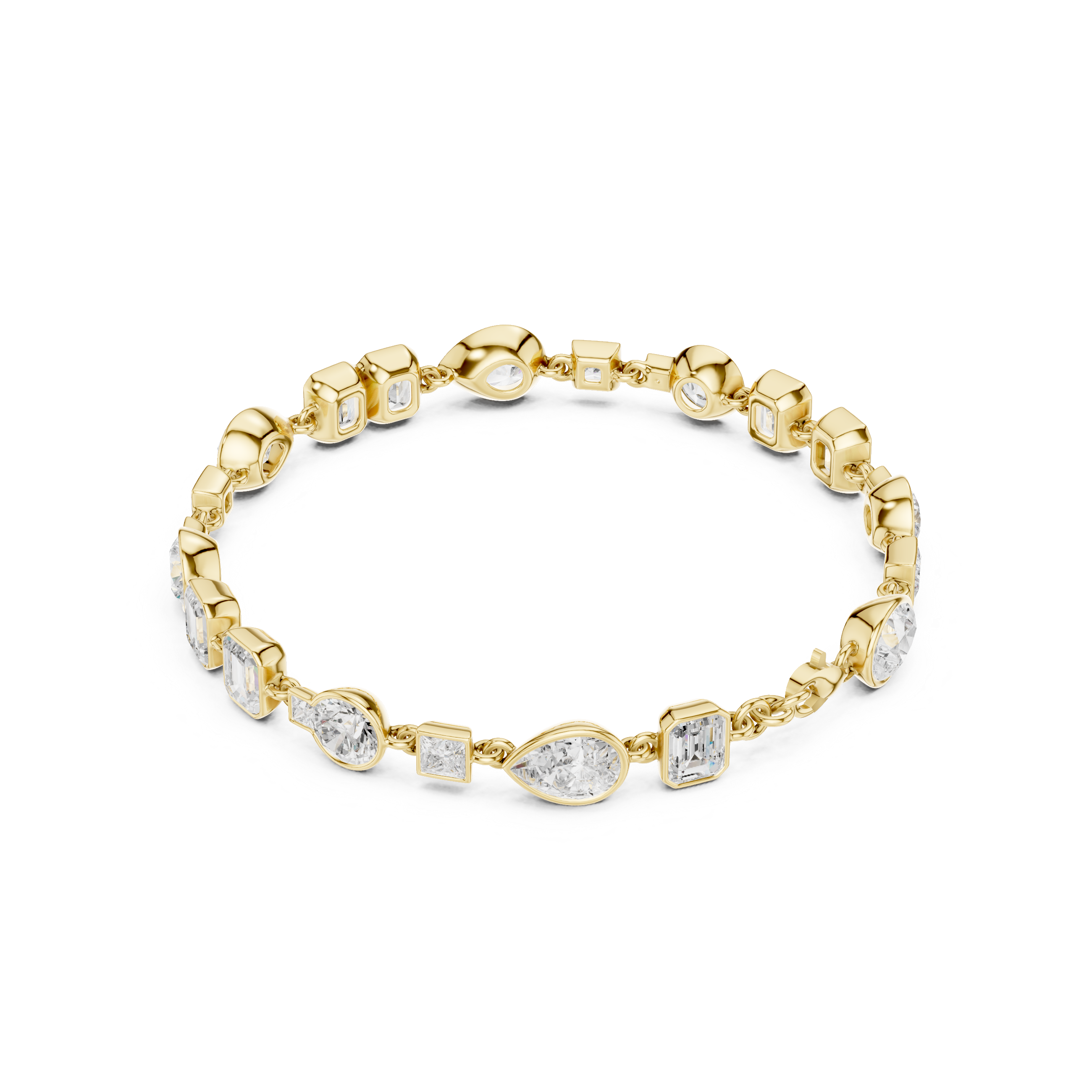 14K Gold Multi-Shape Lab-Grown Diamond Bangle Bracelet