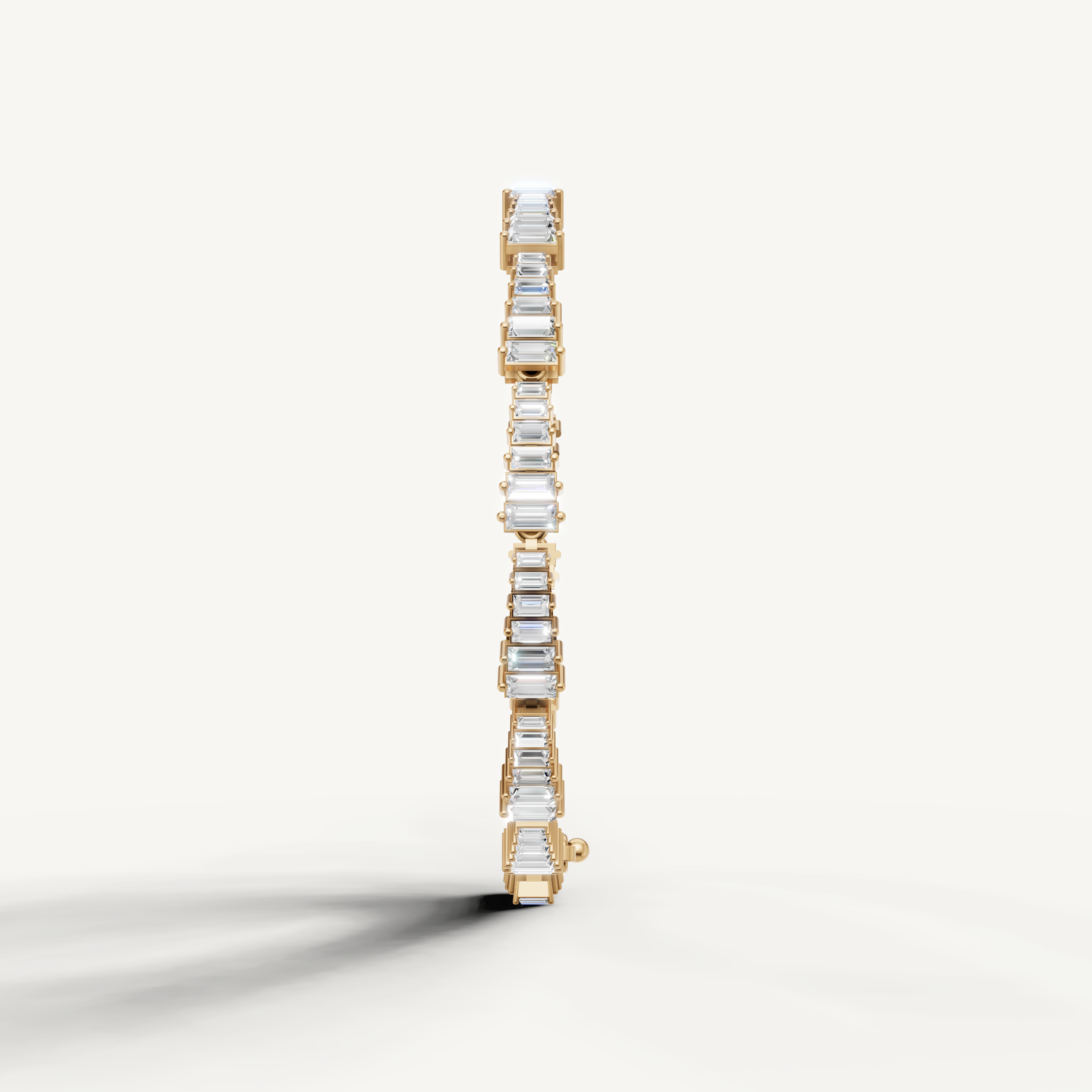Luxury yellow gold geometric baguette diamond bracelet by Raul Diamonds