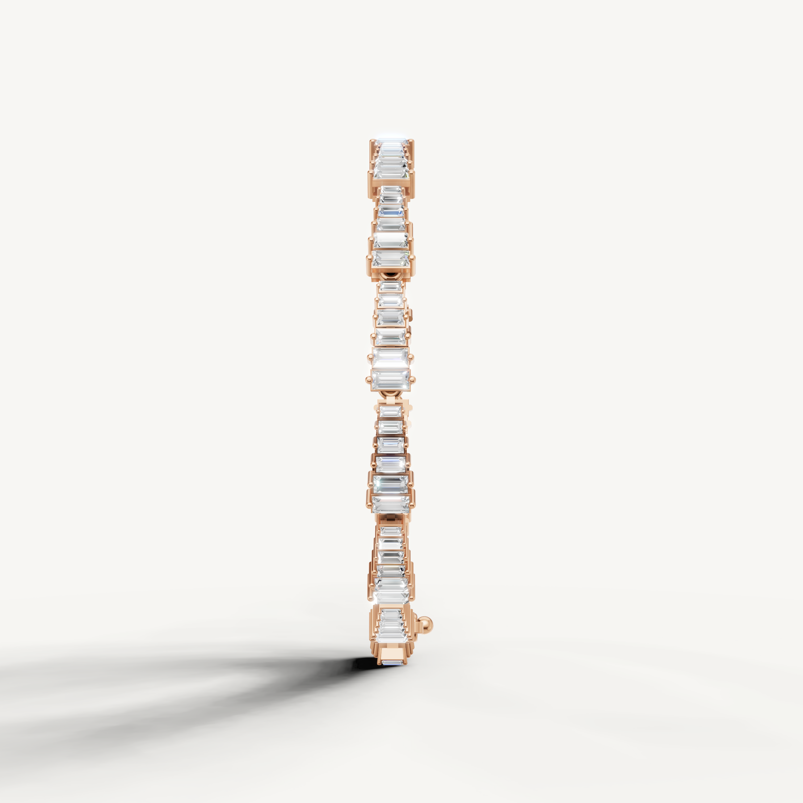 Elegant rose gold geometric diamond bracelet with baguette cut diamonds