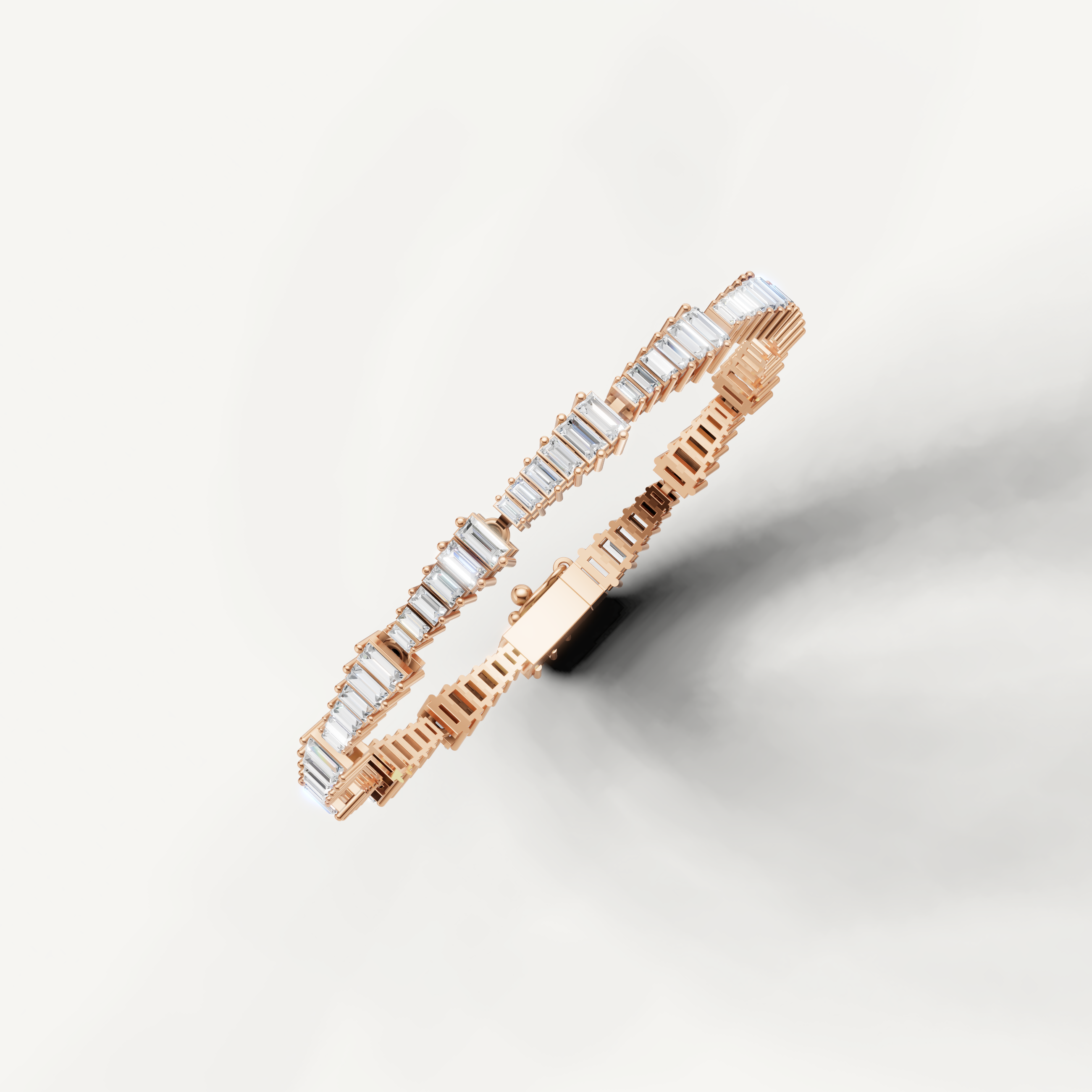 Luxury rose gold baguette diamond bracelet by Raul Diamonds