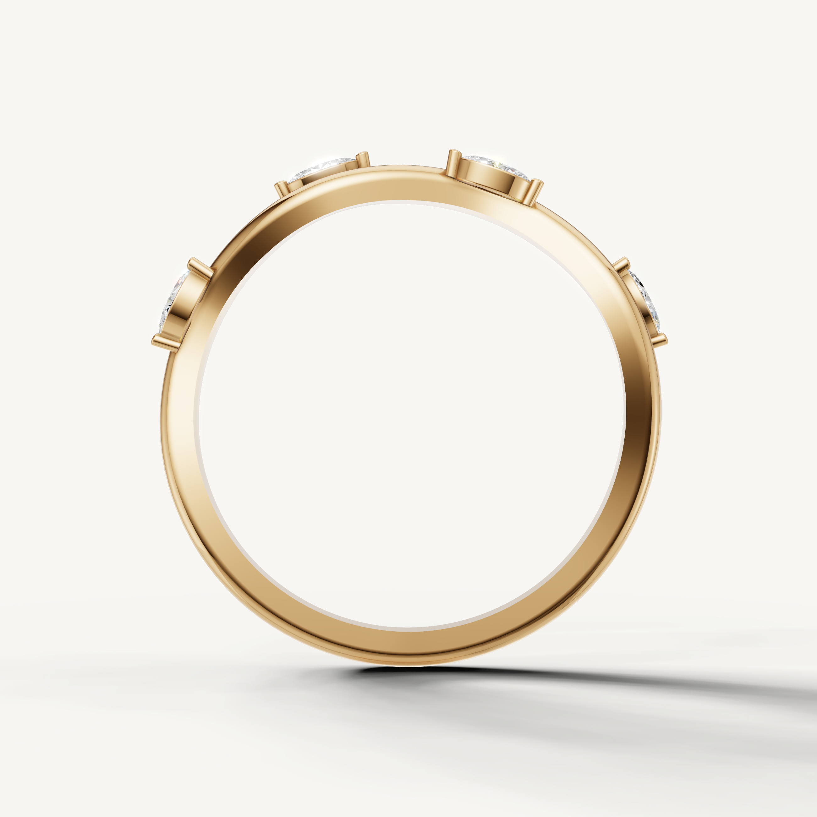 Luxury yellow gold twisted diamond wedding band for women with modern flowing design