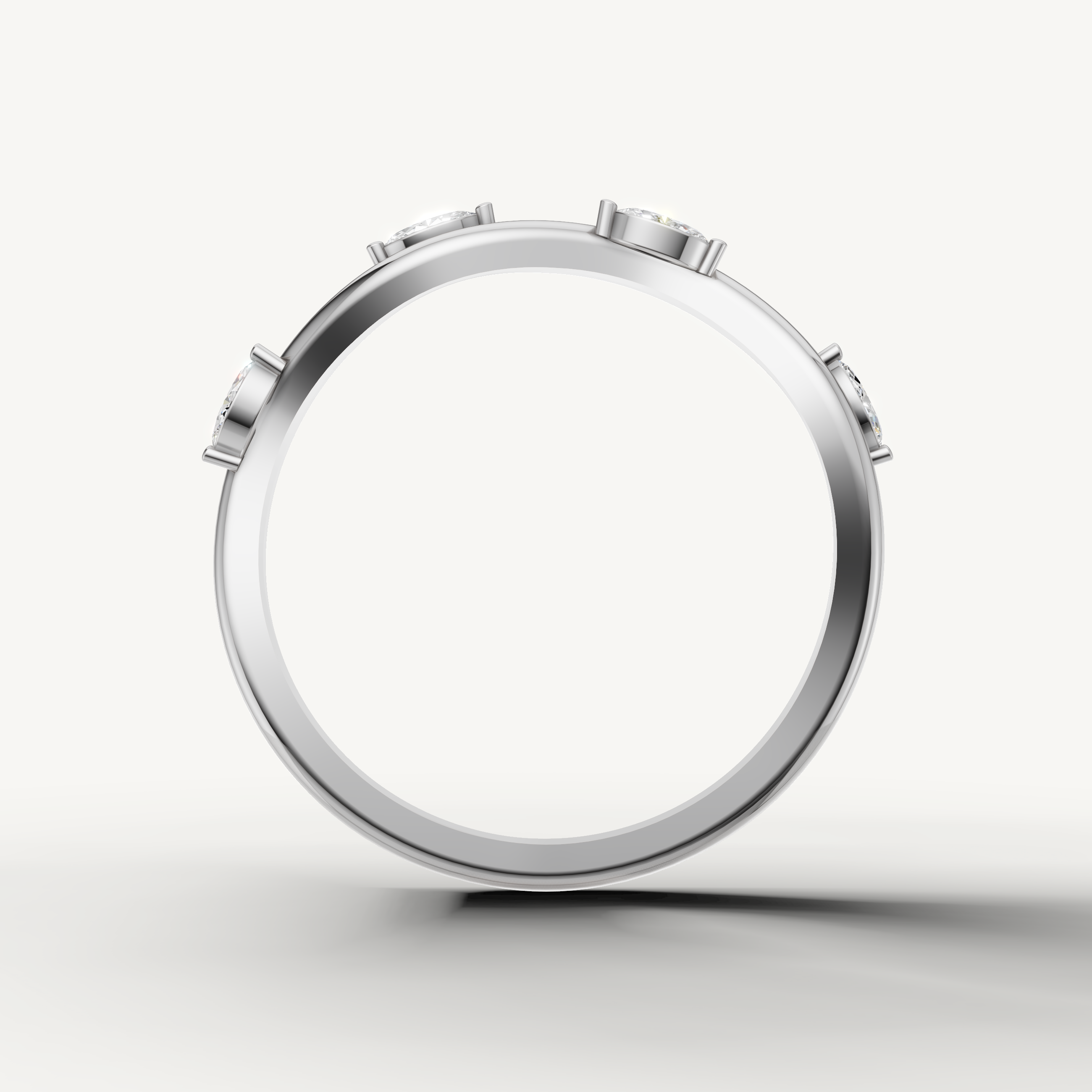 Luxury white gold twisted diamond anniversary band with modern marquise detailing
