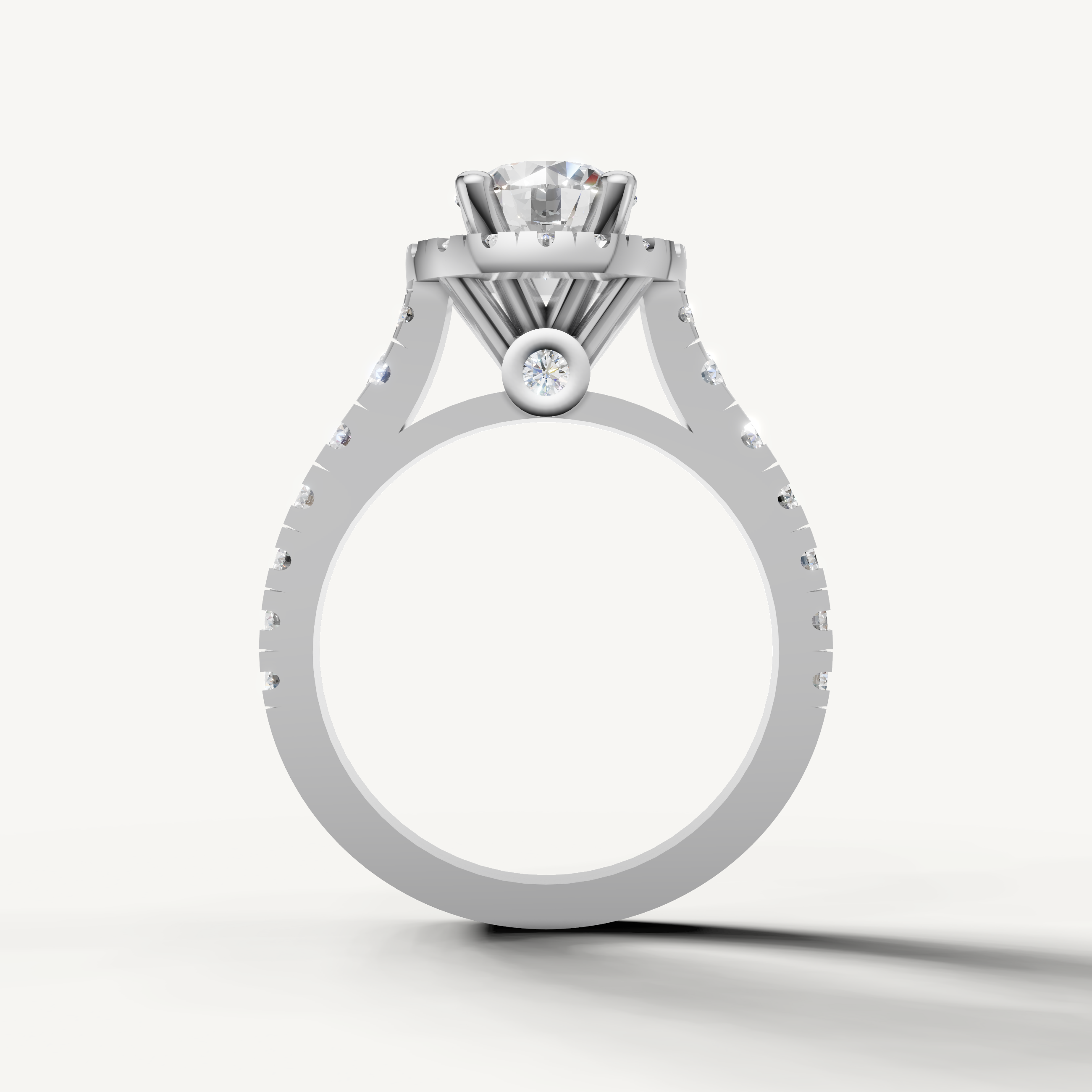 Premium Seo white gold halo diamond ring crafted by Raul Diamonds.