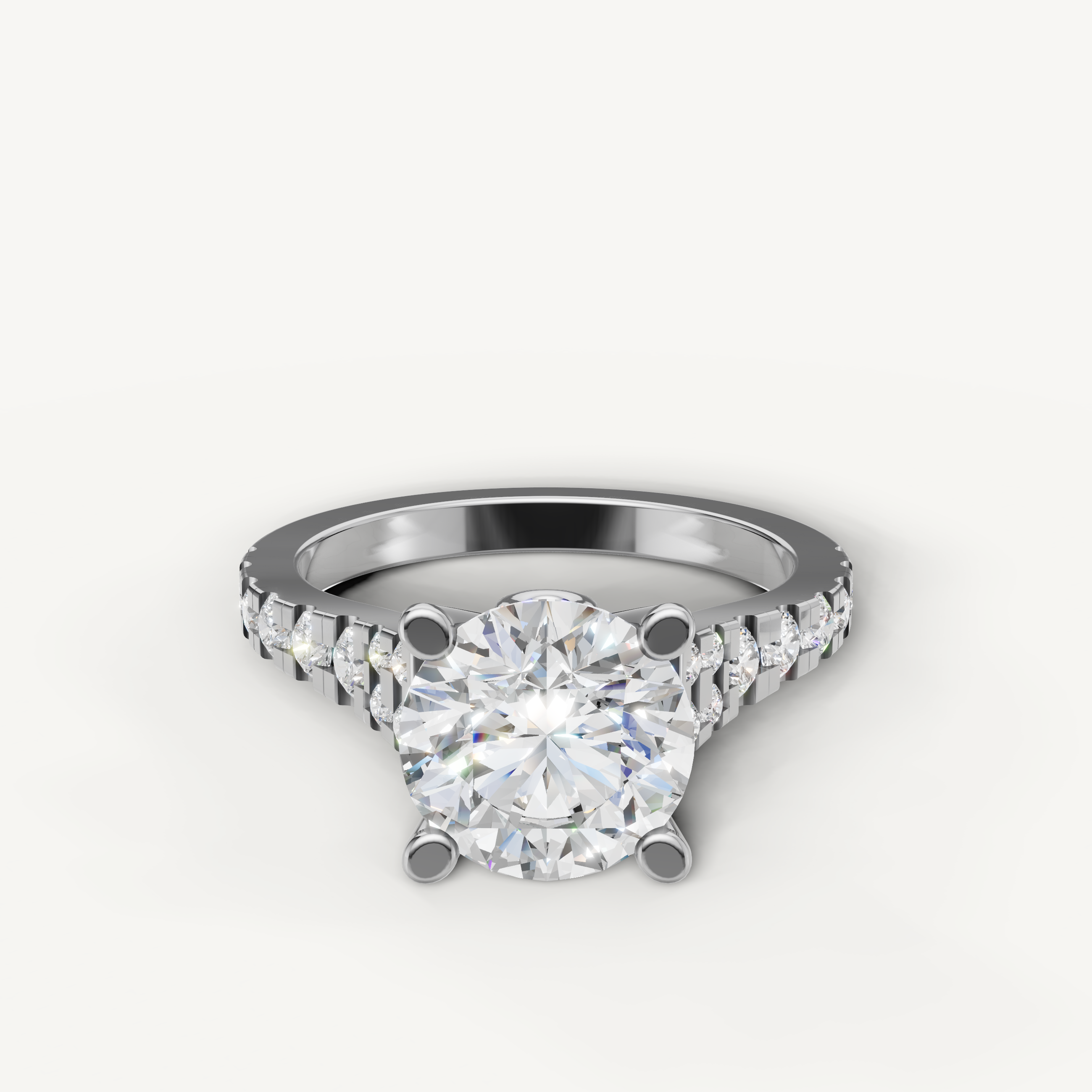 Seo white gold round diamond ring with elegant contemporary styling by Raul Diamonds.