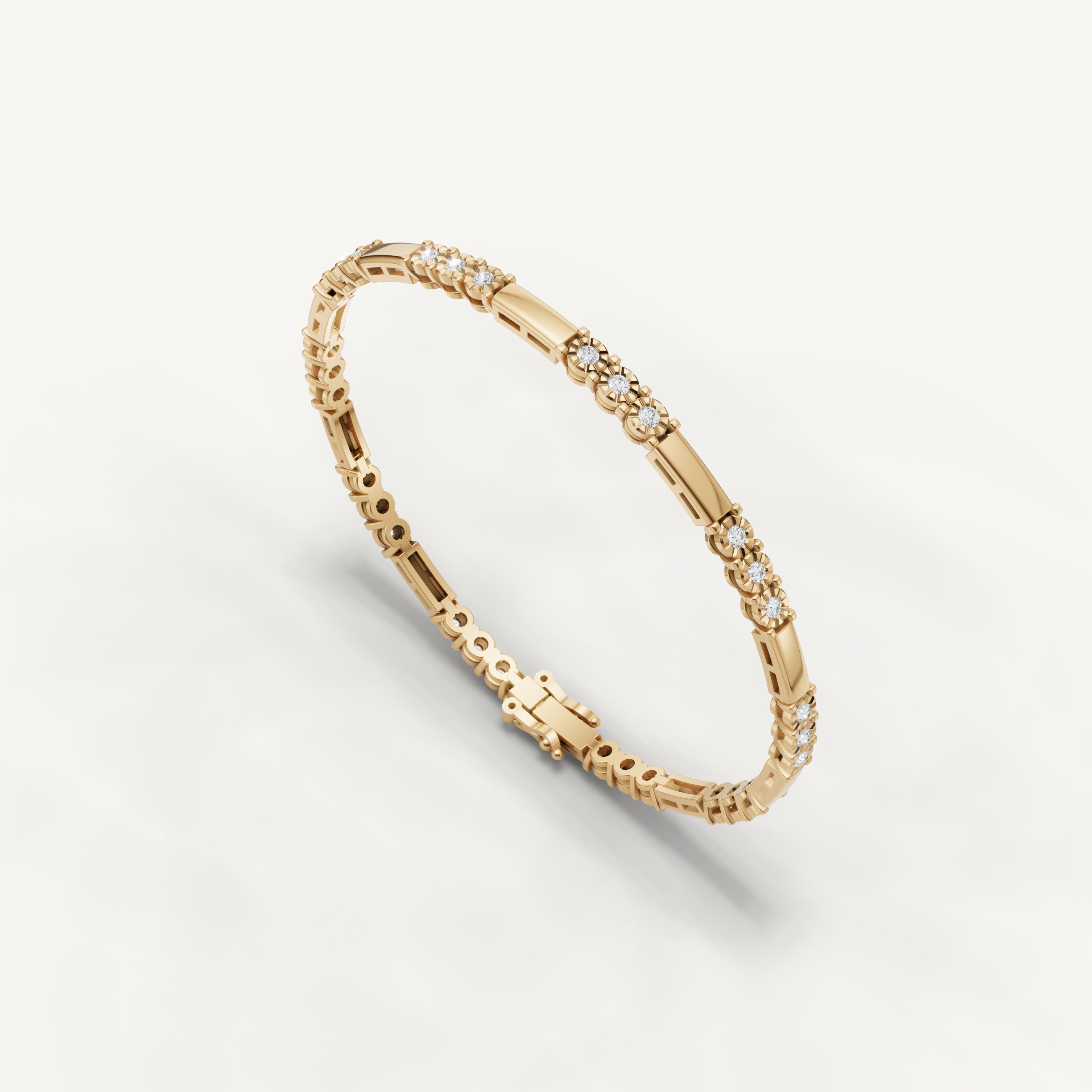 Elegant yellow gold tennis bracelet featuring sparkling lab grown diamonds by Raul Diamonds