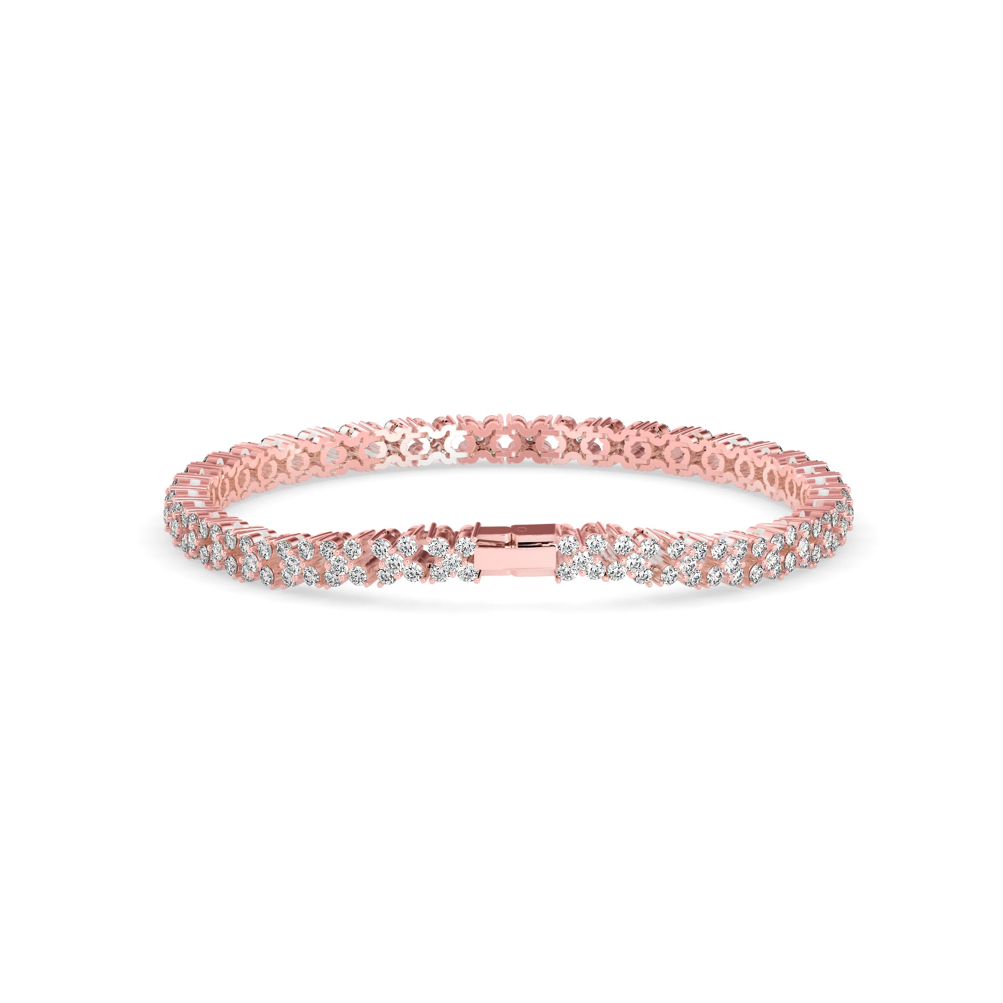 Crisscross Double Row Lab-Grown Diamond Tennis Bracelet in 14K Gold