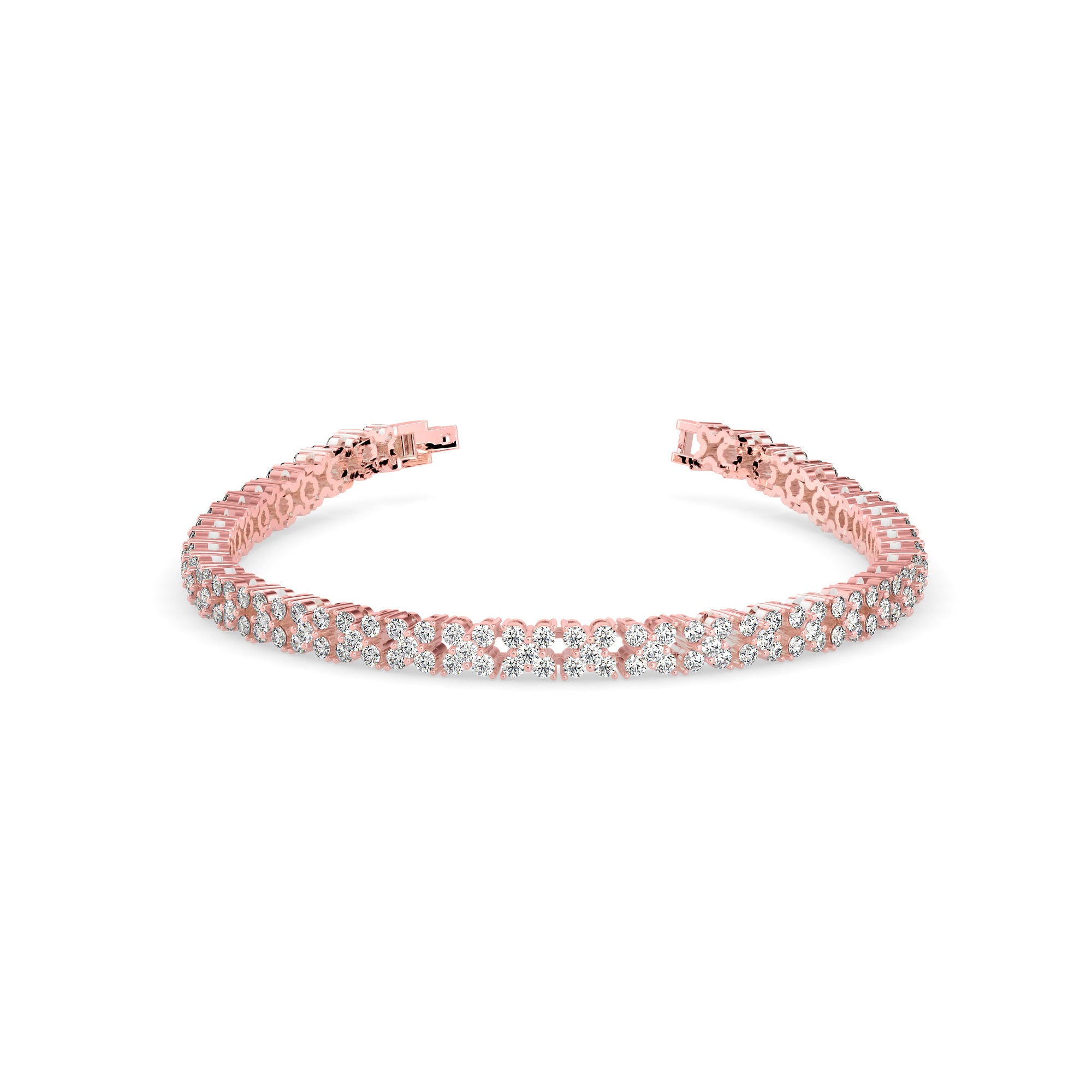 Crisscross Double Row Lab-Grown Diamond Tennis Bracelet in 14K Gold