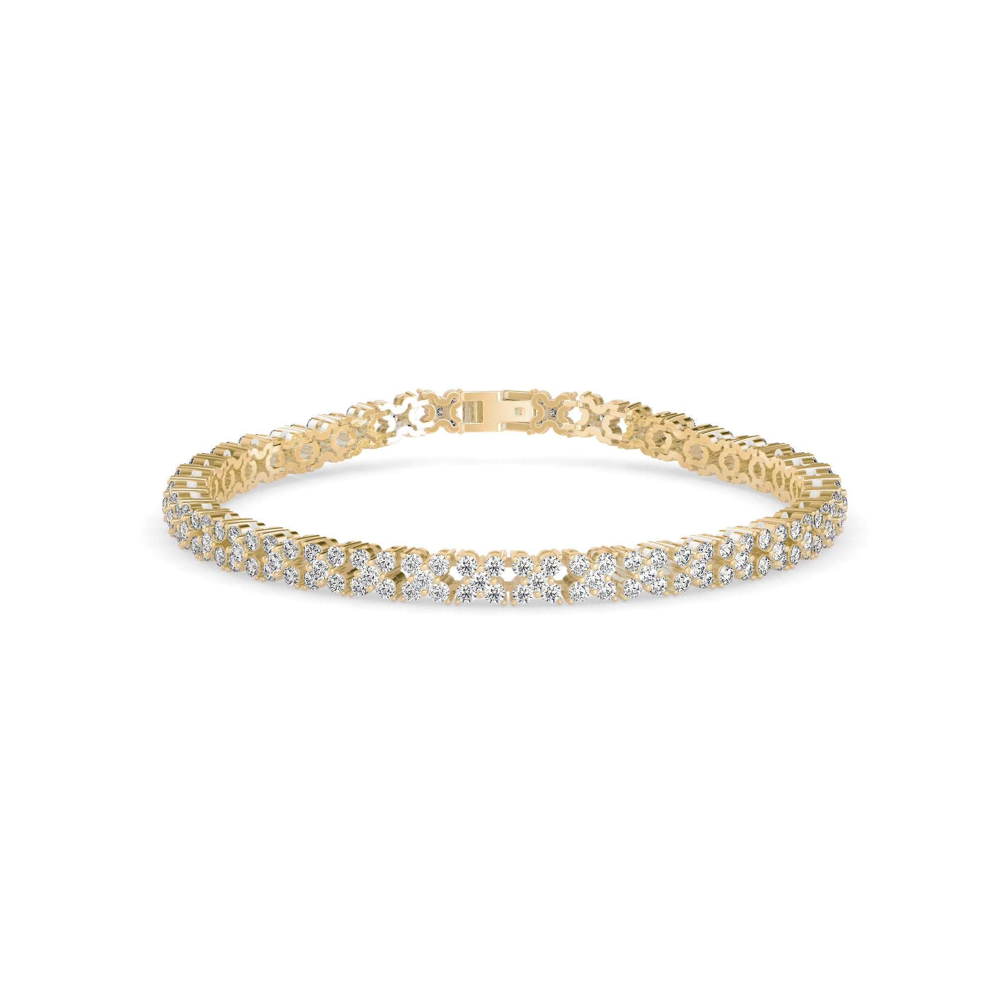 Crisscross Double Row Lab-Grown Diamond Tennis Bracelet in 14K Gold