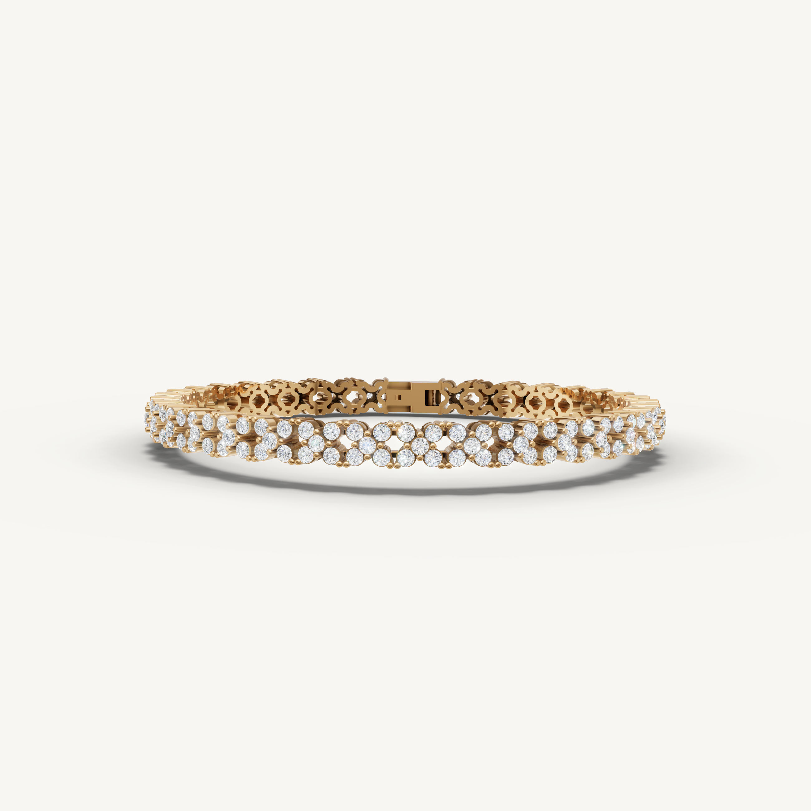 Yellow gold lab grown diamond tennis bracelet with modern geometric link design by Raul Diamonds