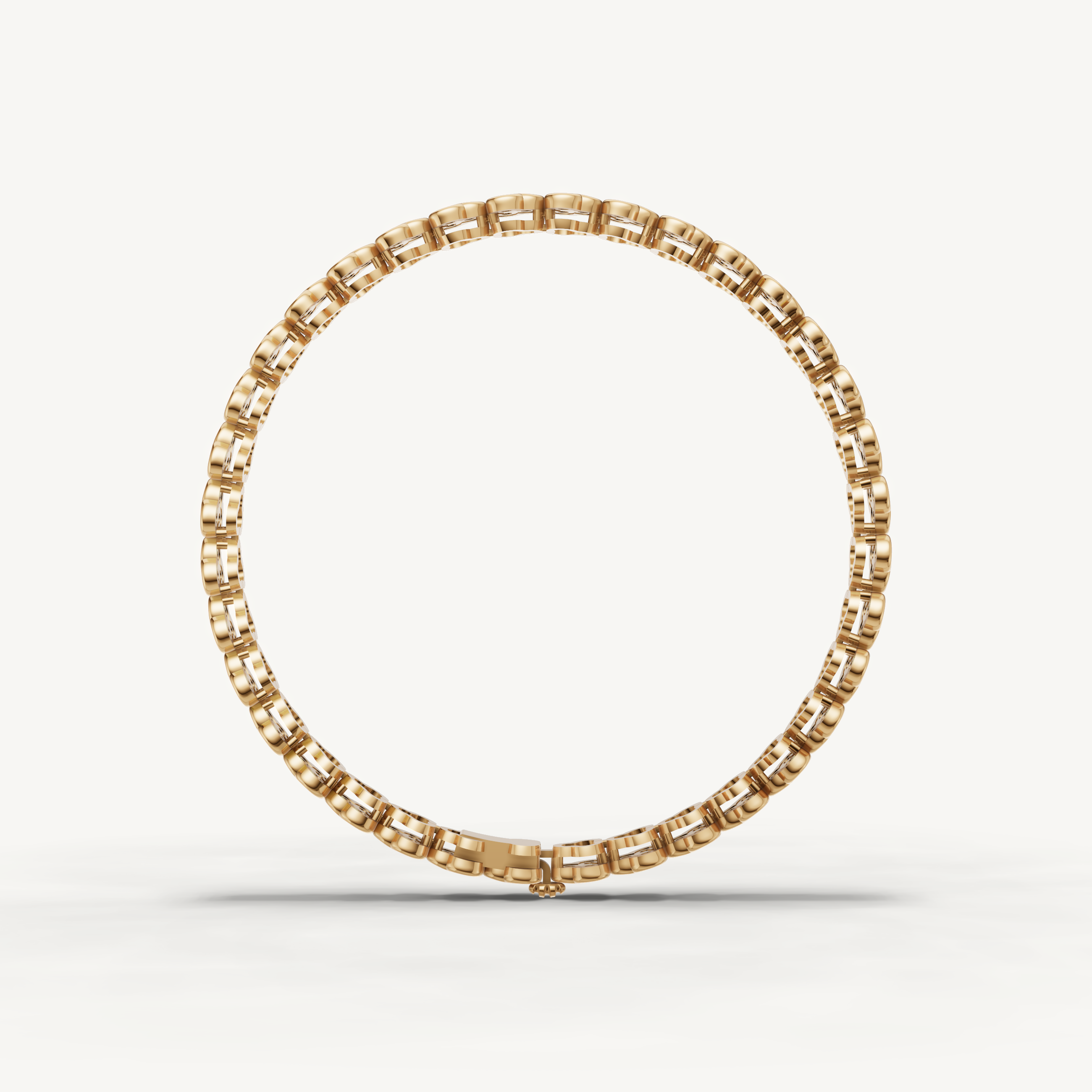 Yellow gold diamond bracelet with modern clover inspired luxury design by Raul Diamonds