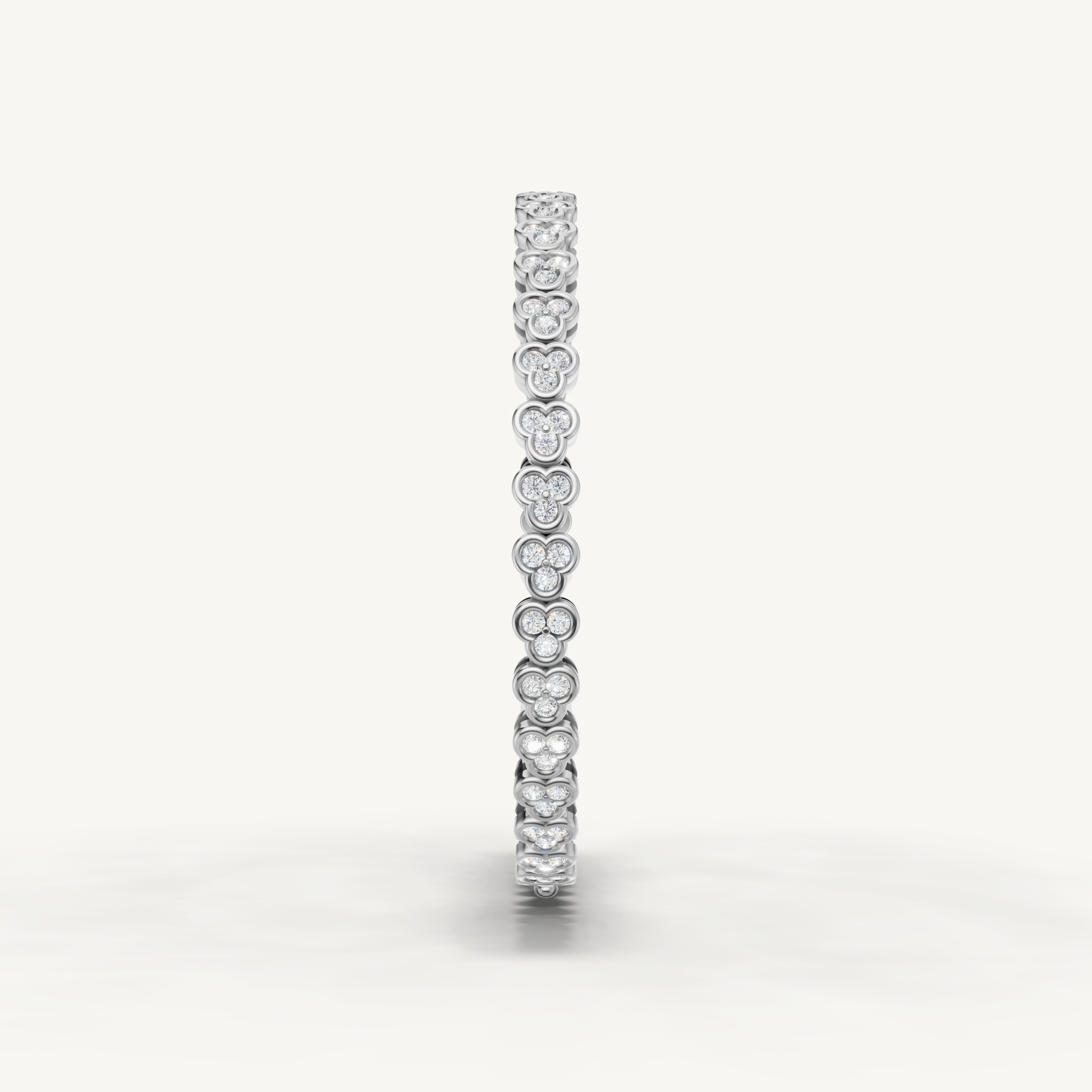 White gold fine jewelry bracelet with elegant flower shaped diamond links by Raul Diamonds