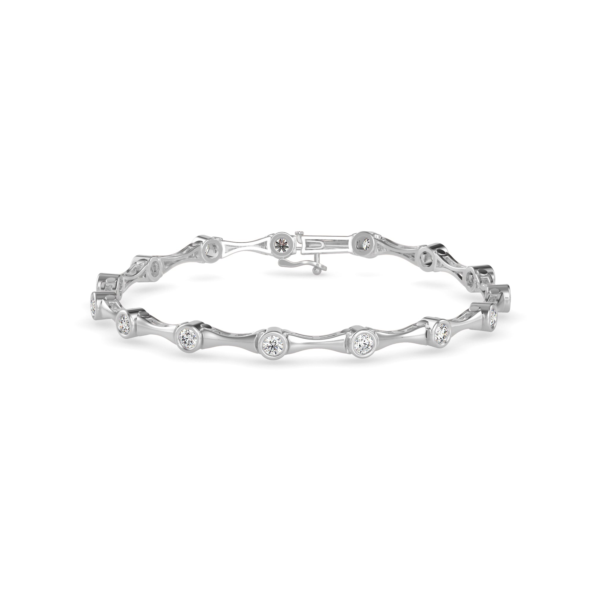 14K Gold Lab-Grown Diamond Bezel Link Tennis Bracelet