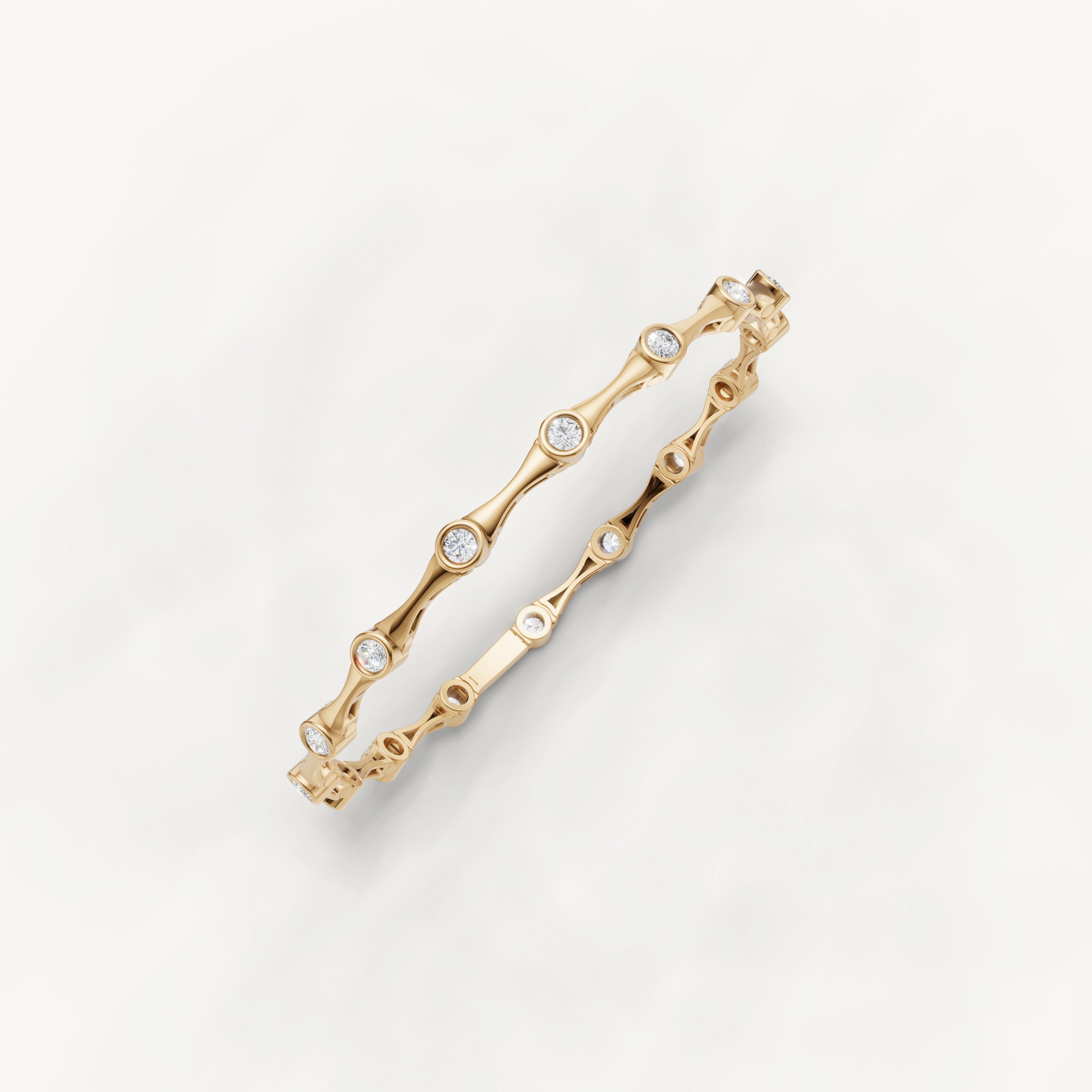 Luxury yellow gold fine jewelry tennis bracelet with contemporary styling by Raul Diamonds