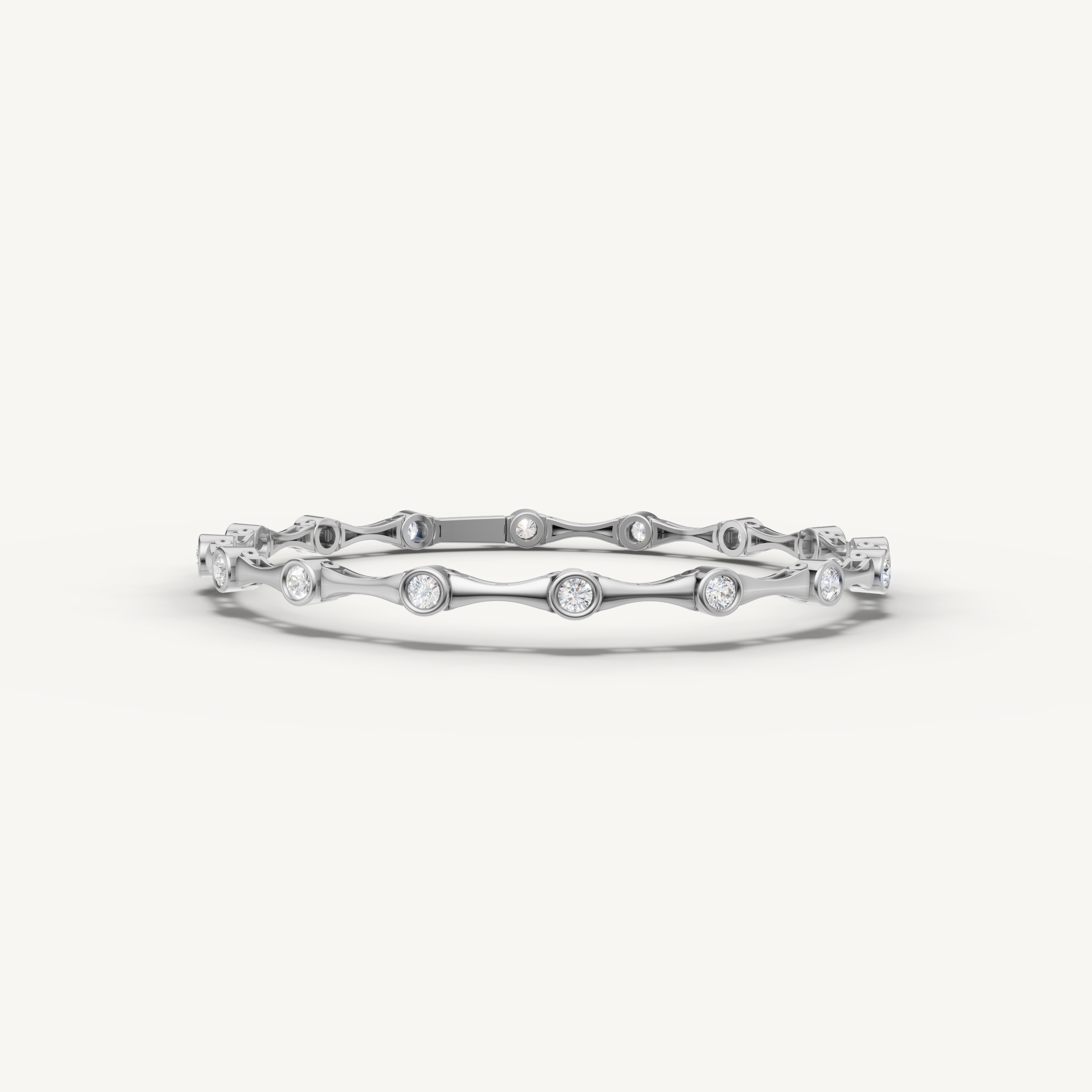 White gold bezel set lab grown diamond tennis bracelet with contemporary elegance by Raul Diamonds
