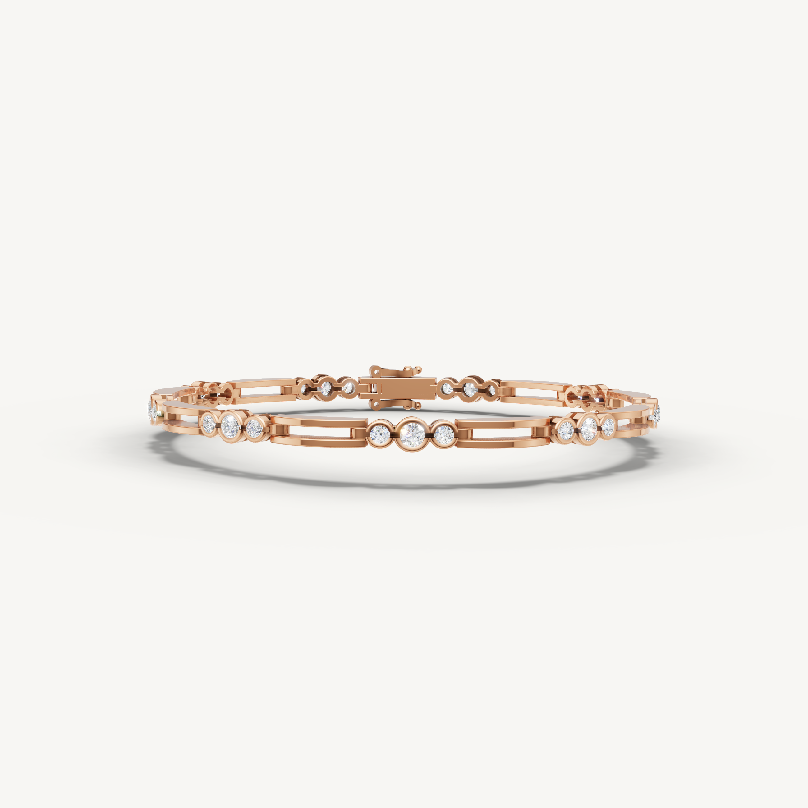 Rose gold lab grown diamond bracelet with geometric open link design by Raul Diamonds