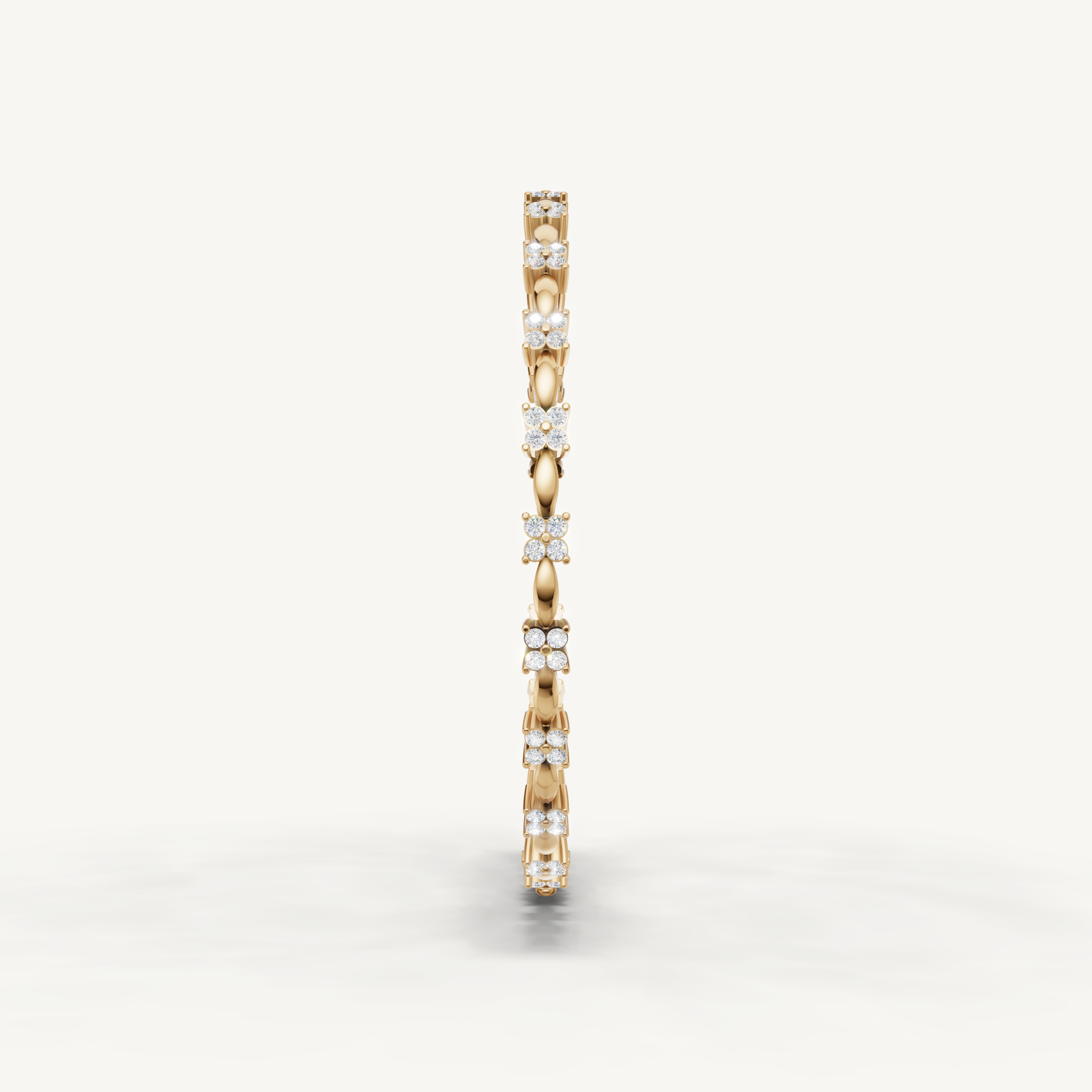 Luxury yellow gold diamond bracelet featuring floral inspired diamond clusters by Raul Diamonds
