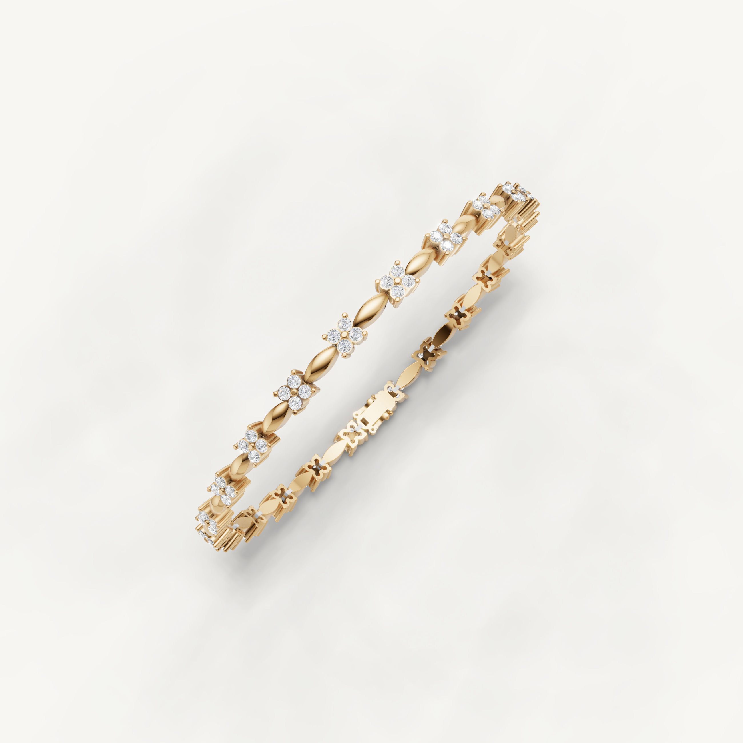 Yellow gold fine jewelry bracelet with round brilliant lab grown diamonds by Raul Diamonds