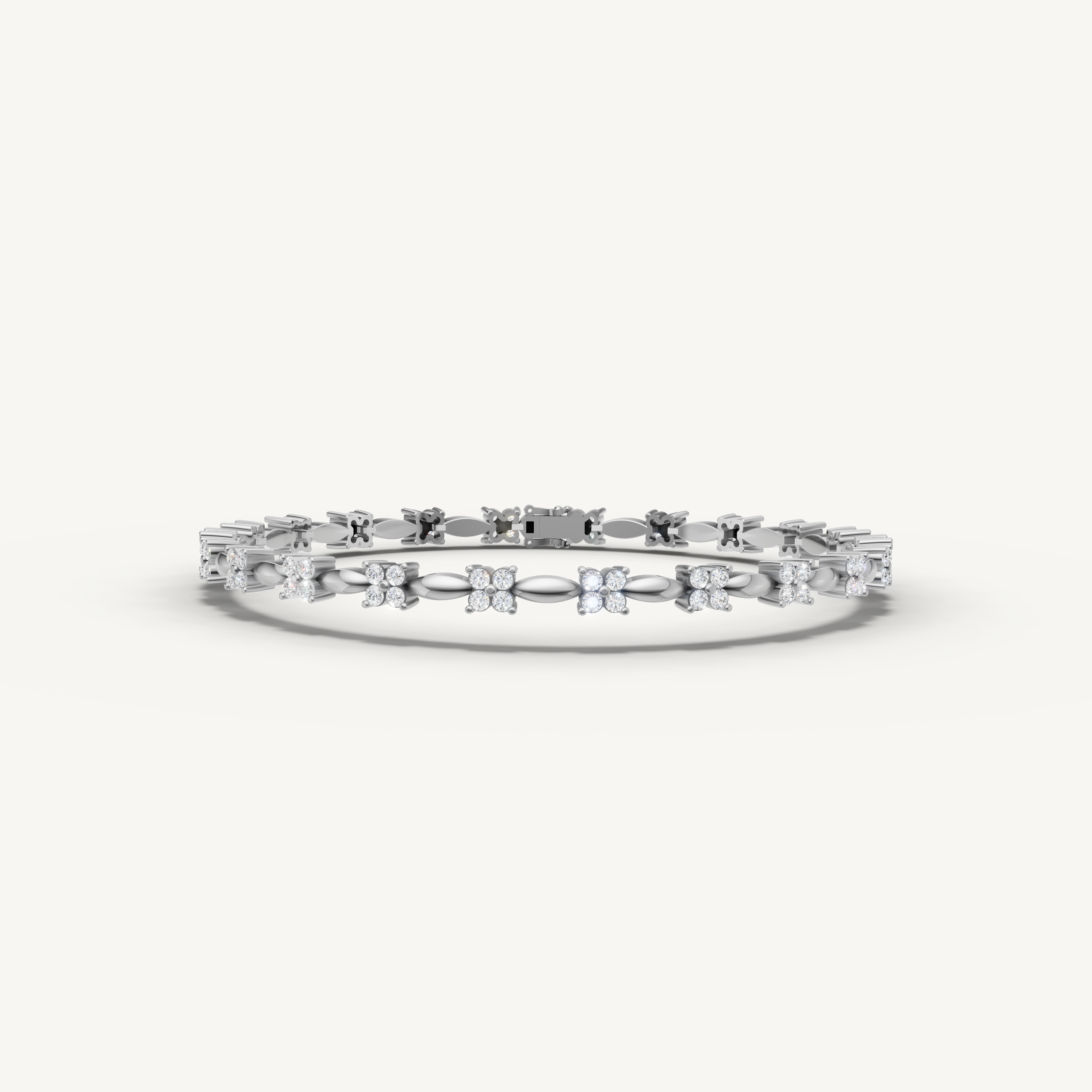White gold floral lab grown diamond tennis bracelet with modern luxury styling by Raul Diamonds