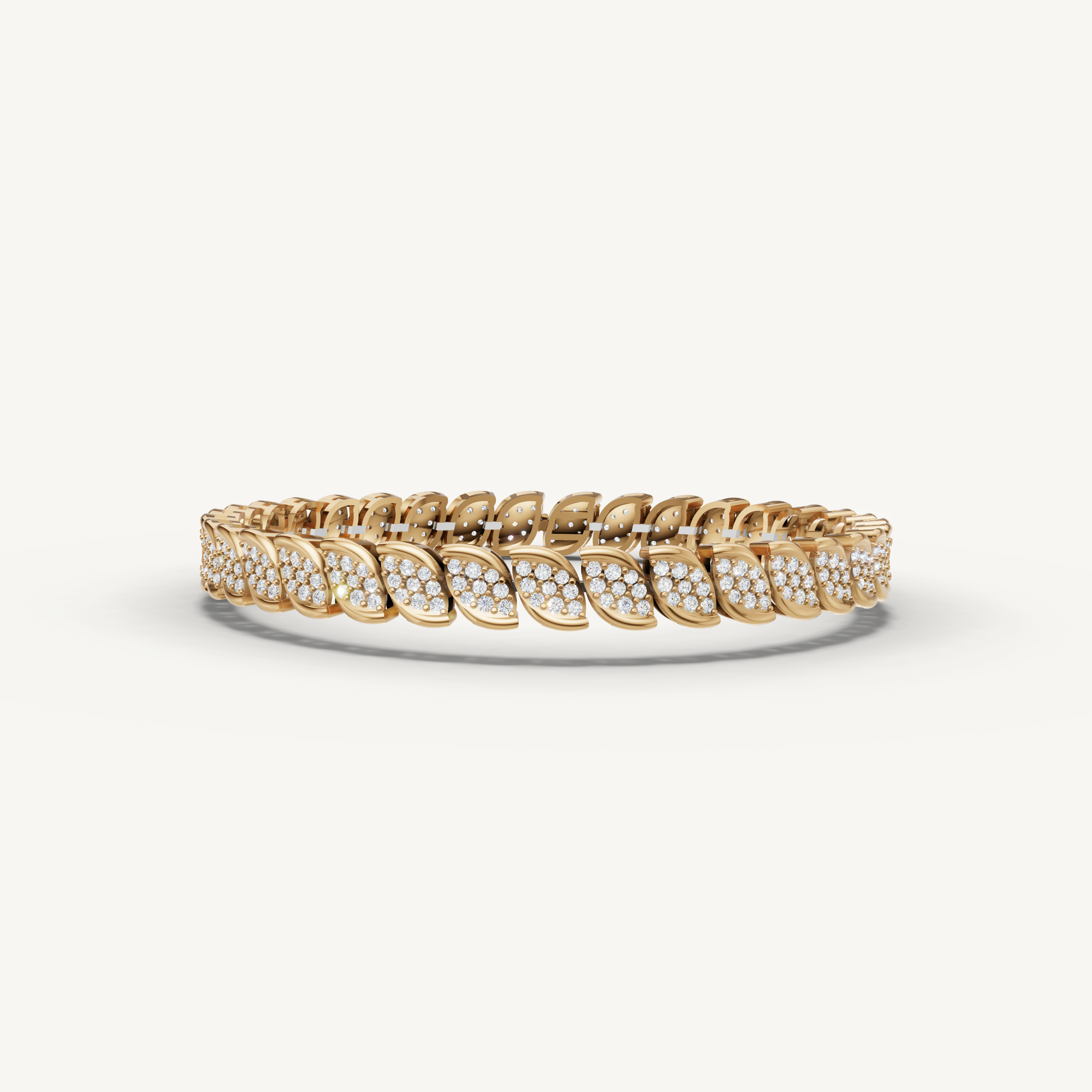 Yellow gold marquise inspired lab grown round diamond tennis bracelet with elegant sparkle by Raul Diamonds