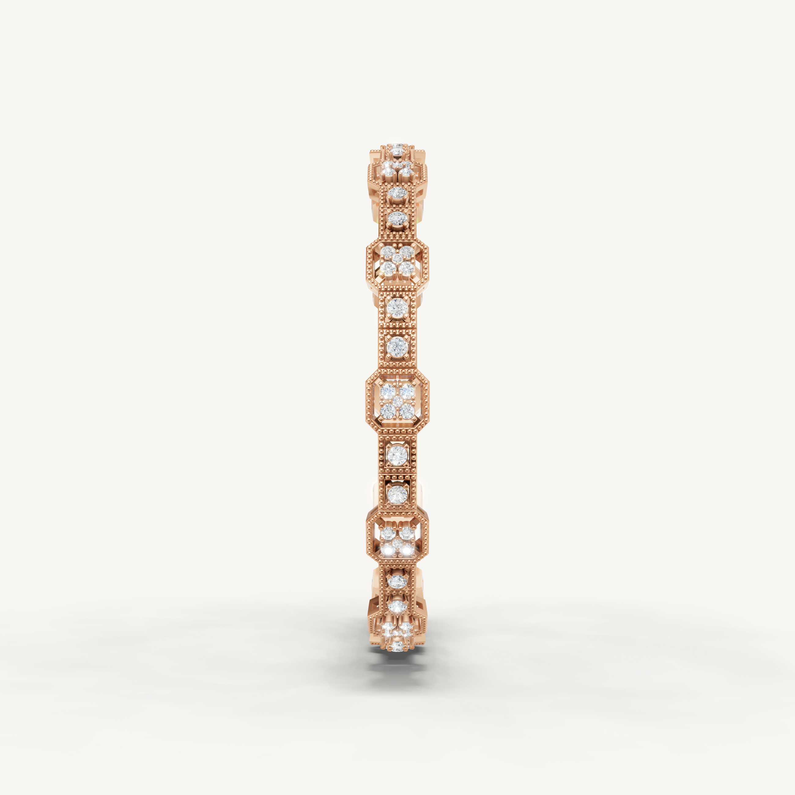 Luxury rose gold diamond bracelet featuring octagon diamond clusters by Raul Diamonds