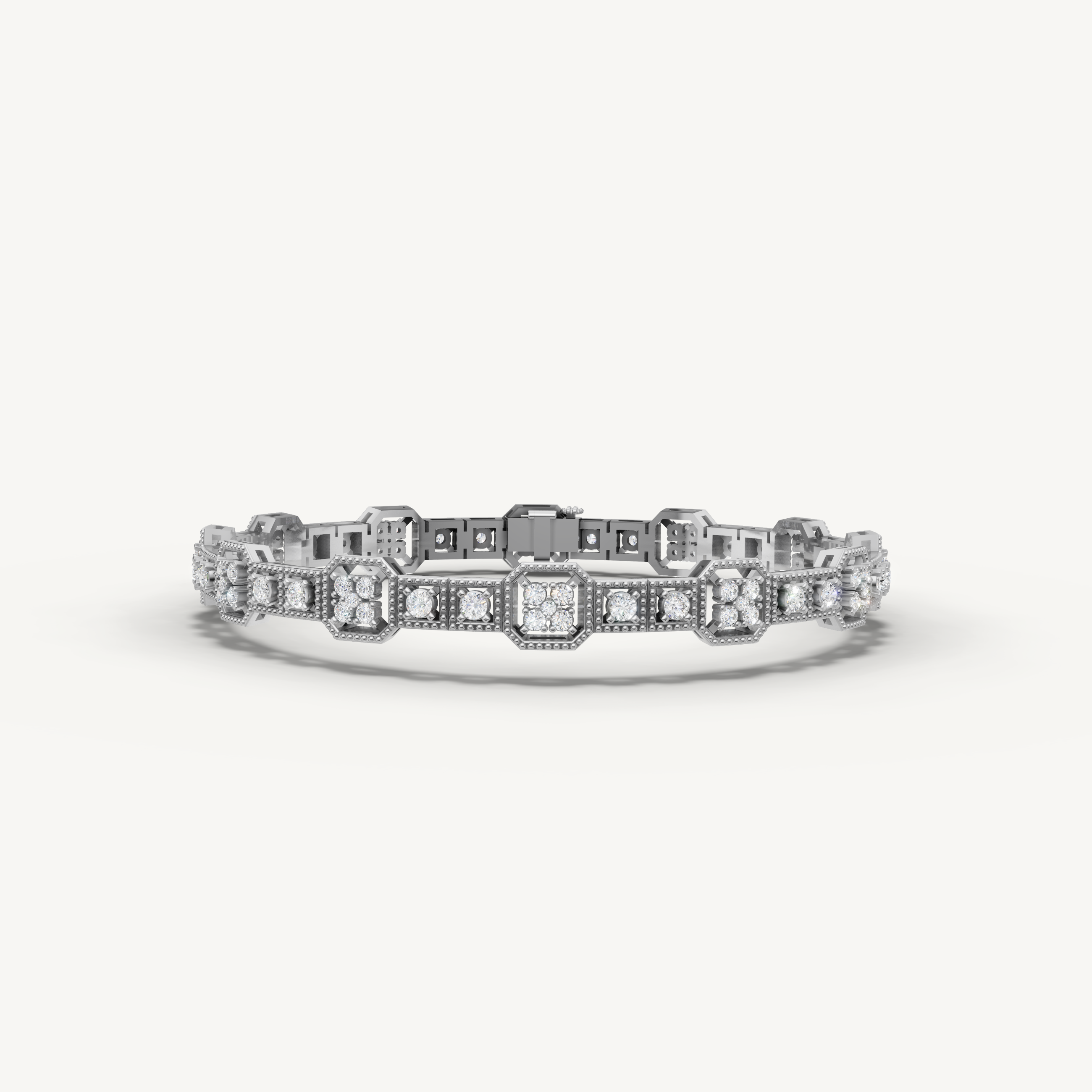 White gold geometric lab grown diamond tennis bracelet with timeless brilliance by Raul Diamonds