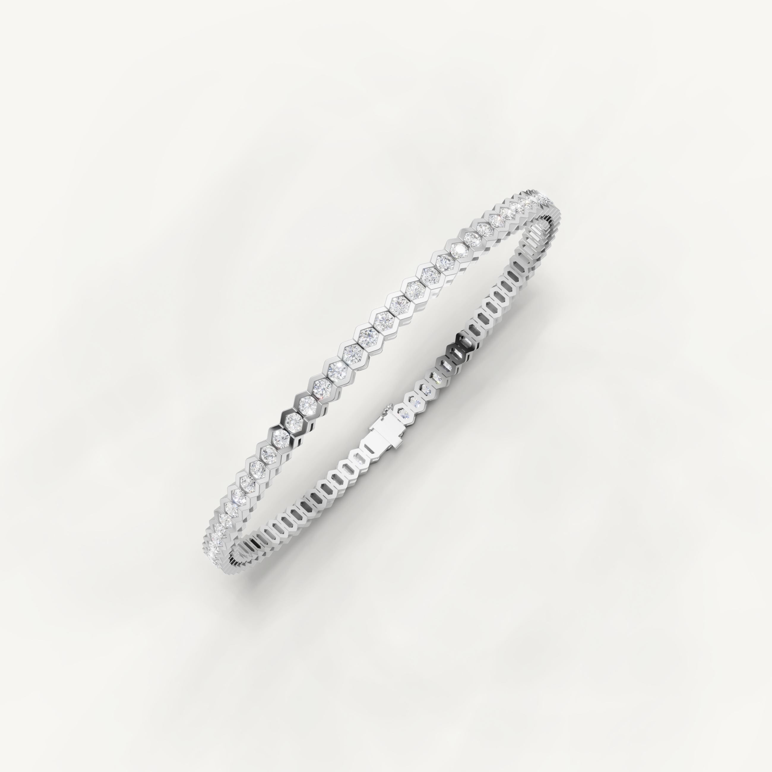 White gold fine jewelry tennis bracelet with round lab grown diamonds by Raul Diamonds