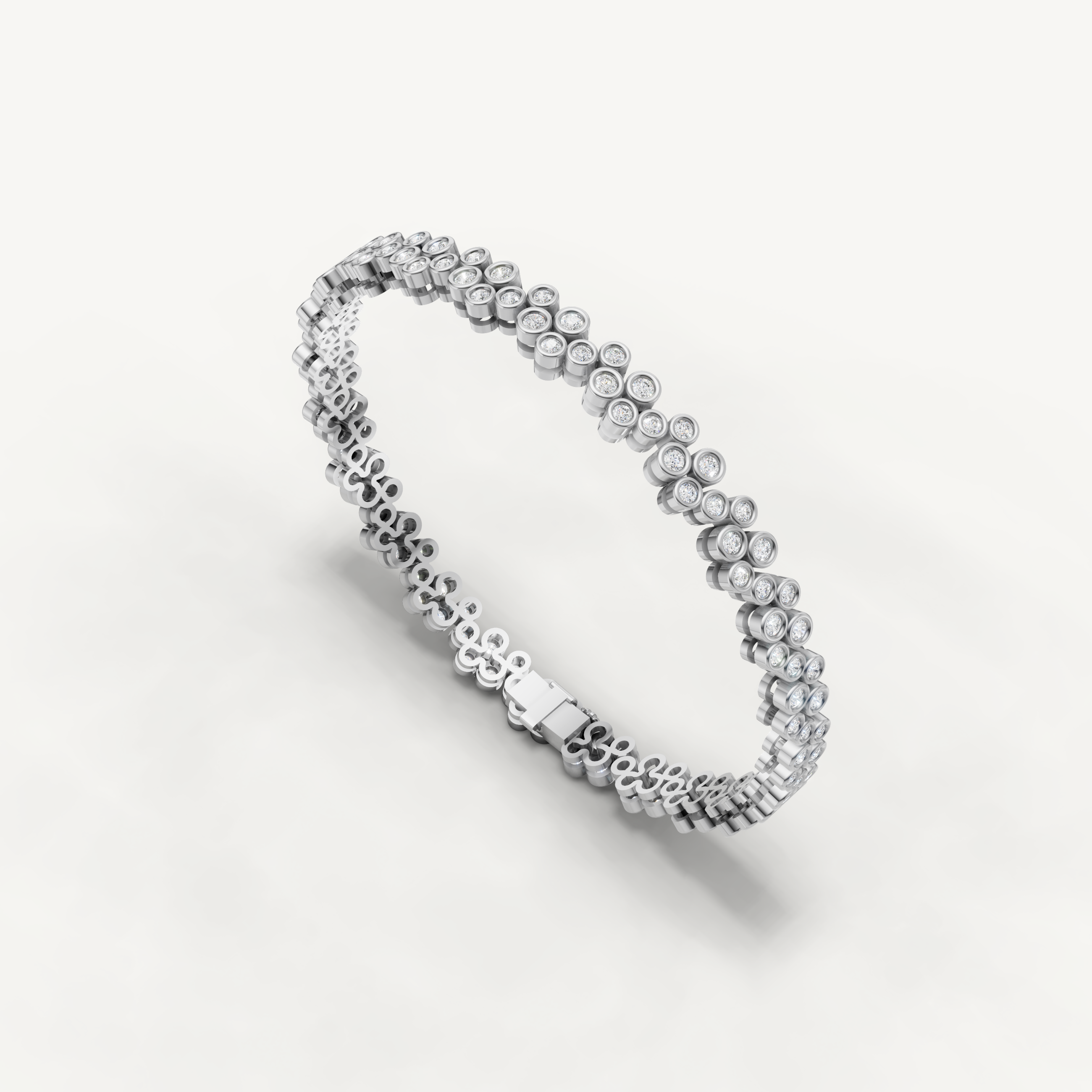 Elegant white gold diamond bracelet with modern floral inspired elegance by Raul Diamonds