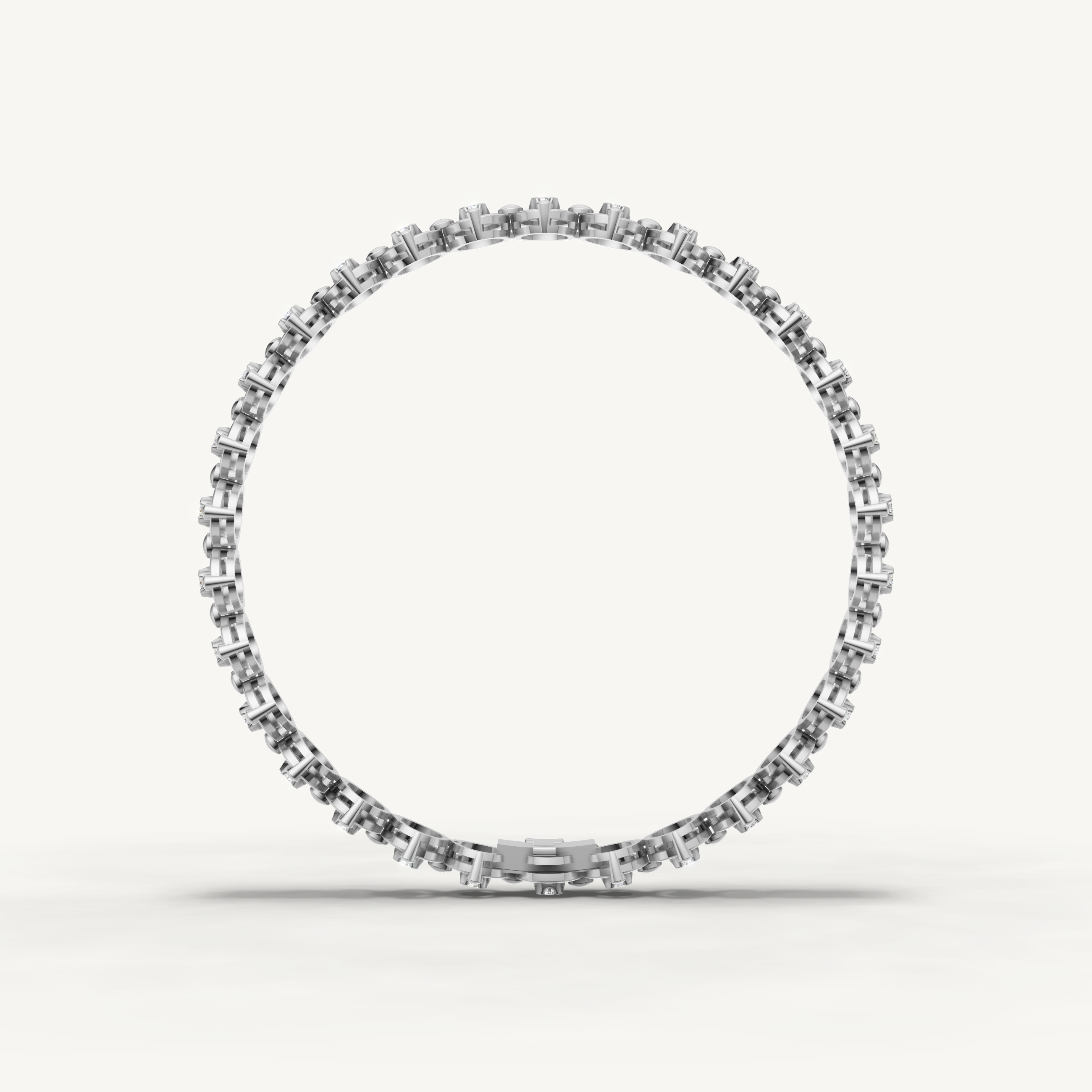 Luxury white gold diamond bracelet featuring circular halo style detailing by Raul Diamonds