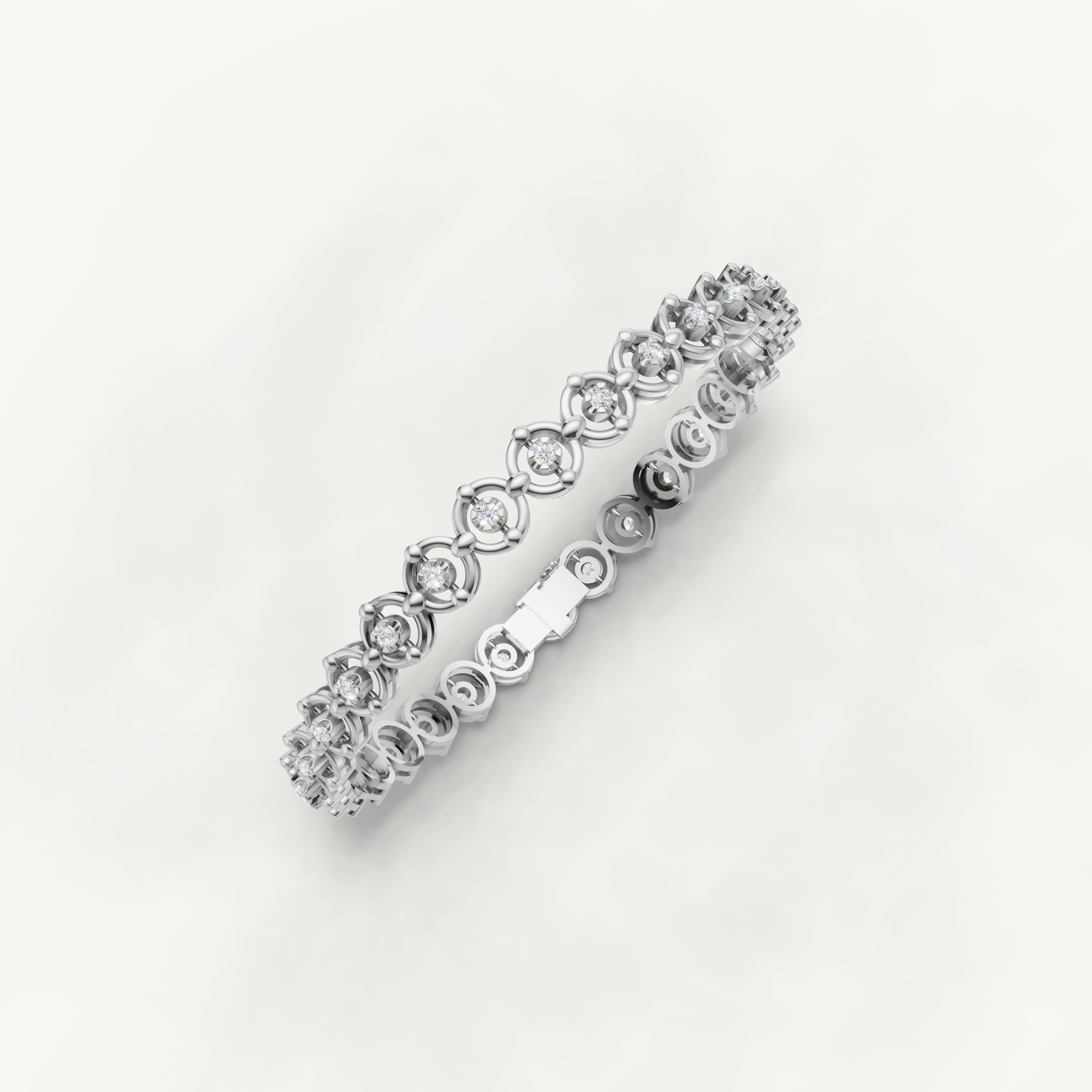 Elegant white gold diamond bracelet with refined floral craftsmanship by Raul Diamonds