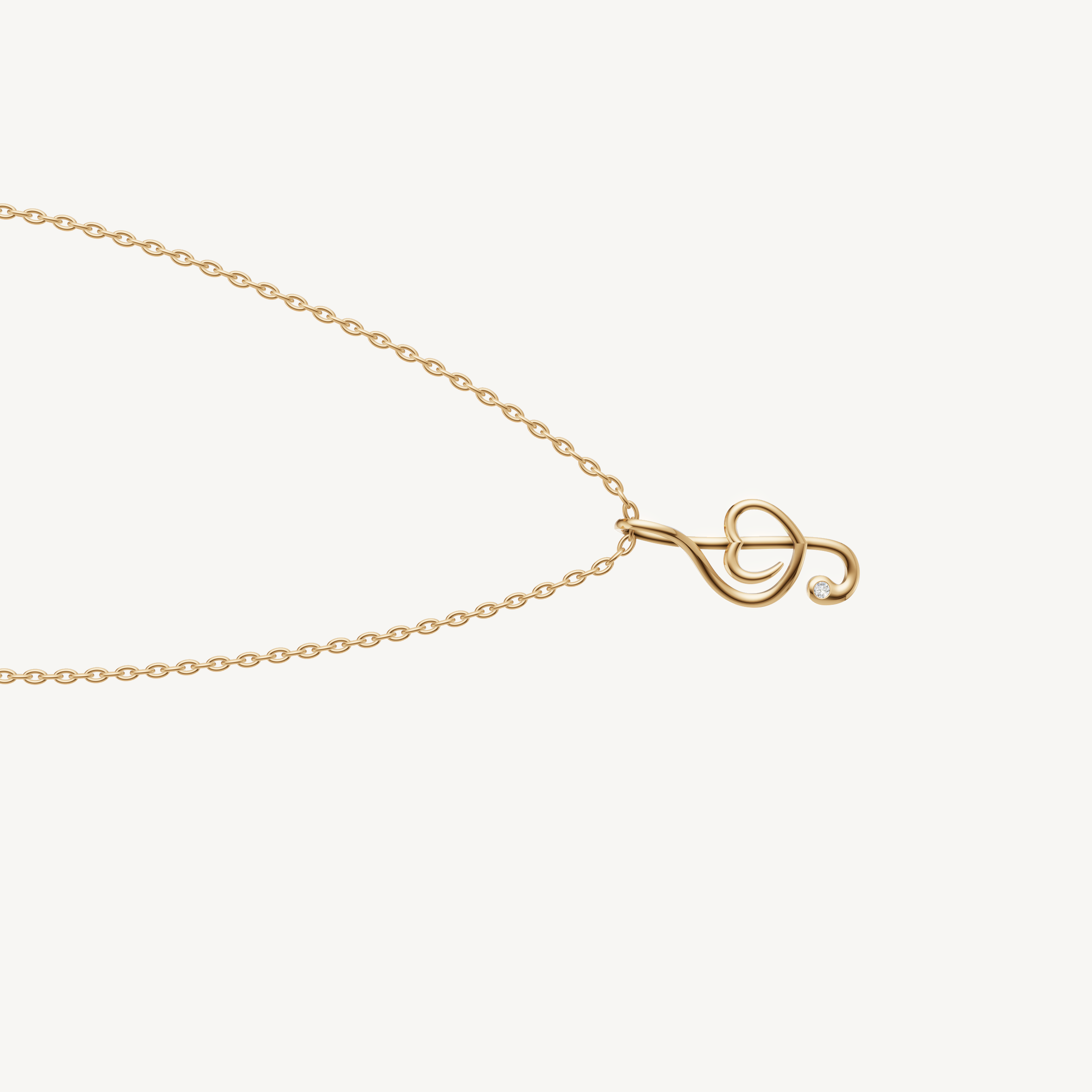 Modern Musical Note Heart Pendant Necklace in 14K Yellow Gold