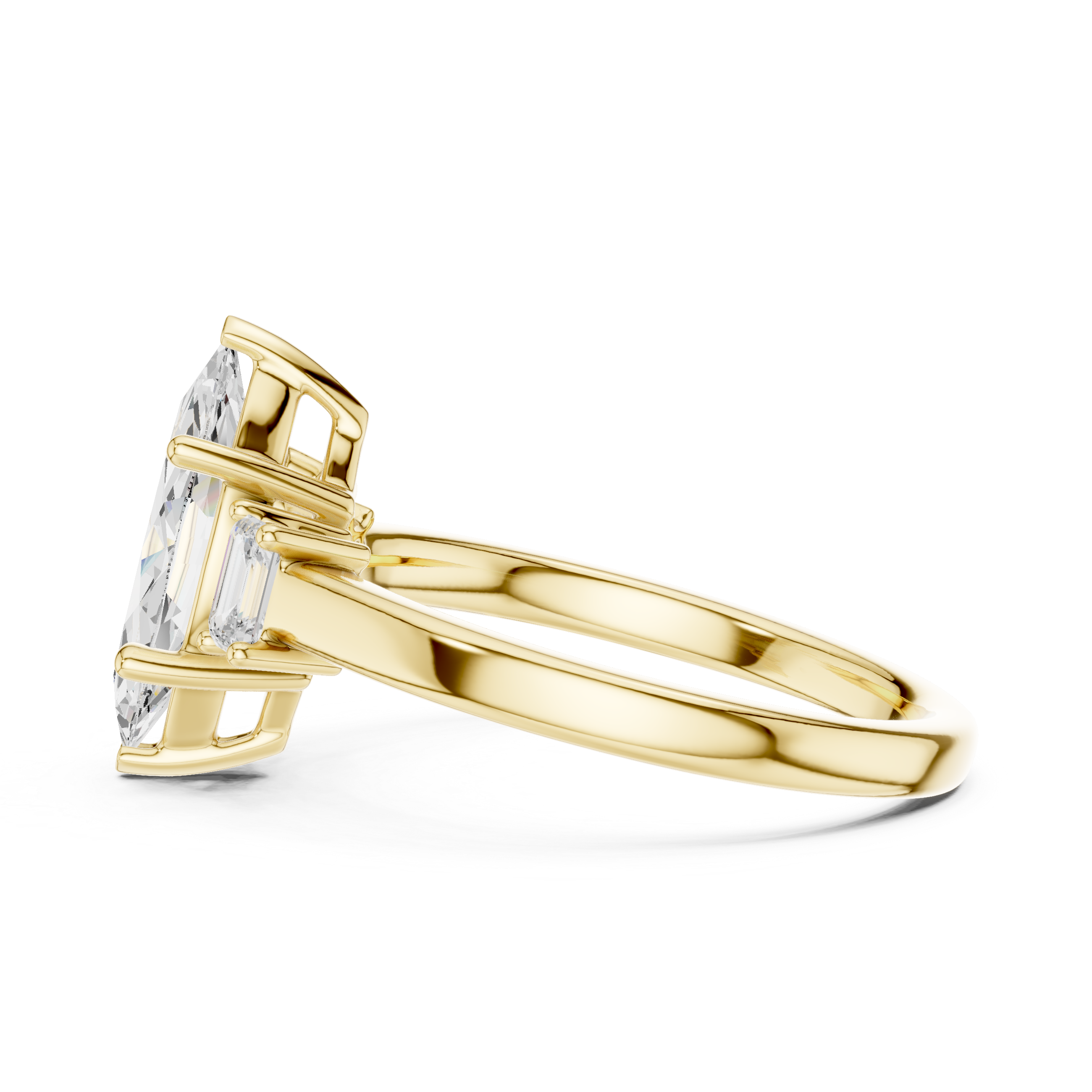 Lab grown marquise diamond trilogy ring 14K gold