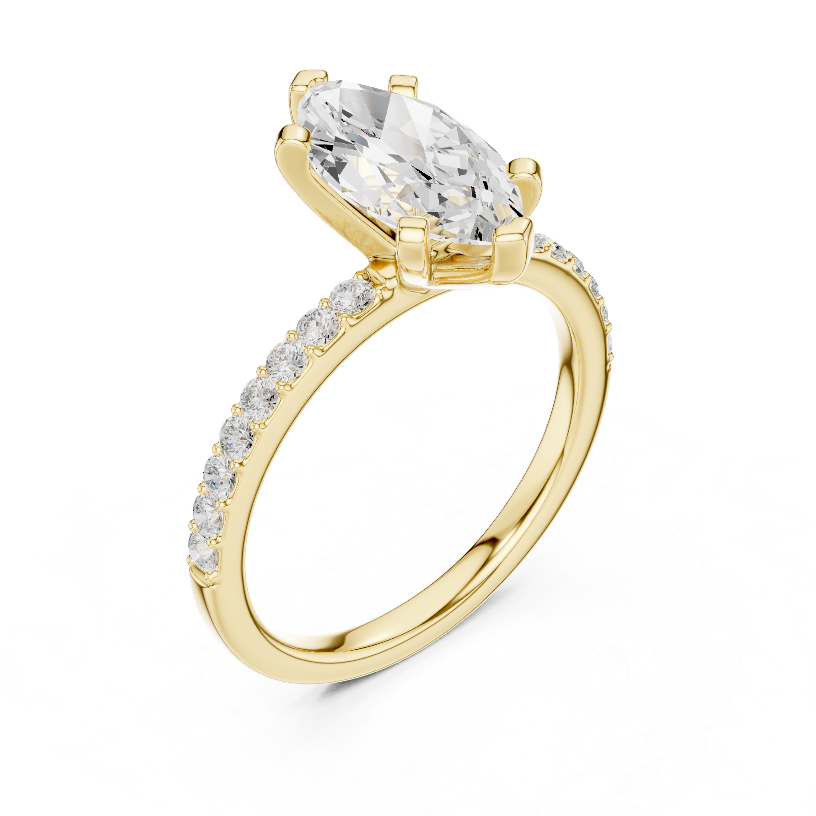 Elegant 2.0ct marquise lab grown diamond pavé ring