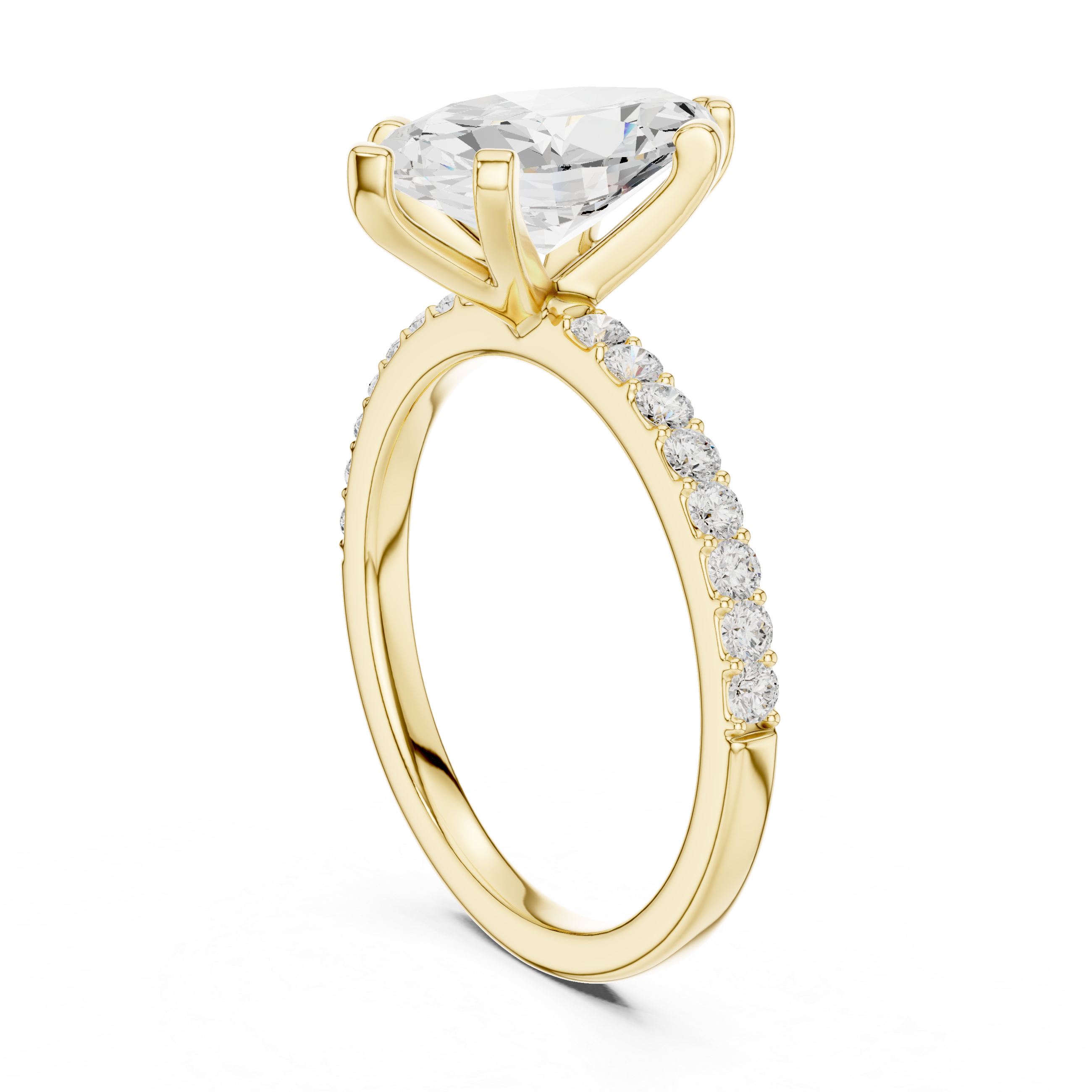 Marquise cut lab diamond pavé engagement ring 2.0ct