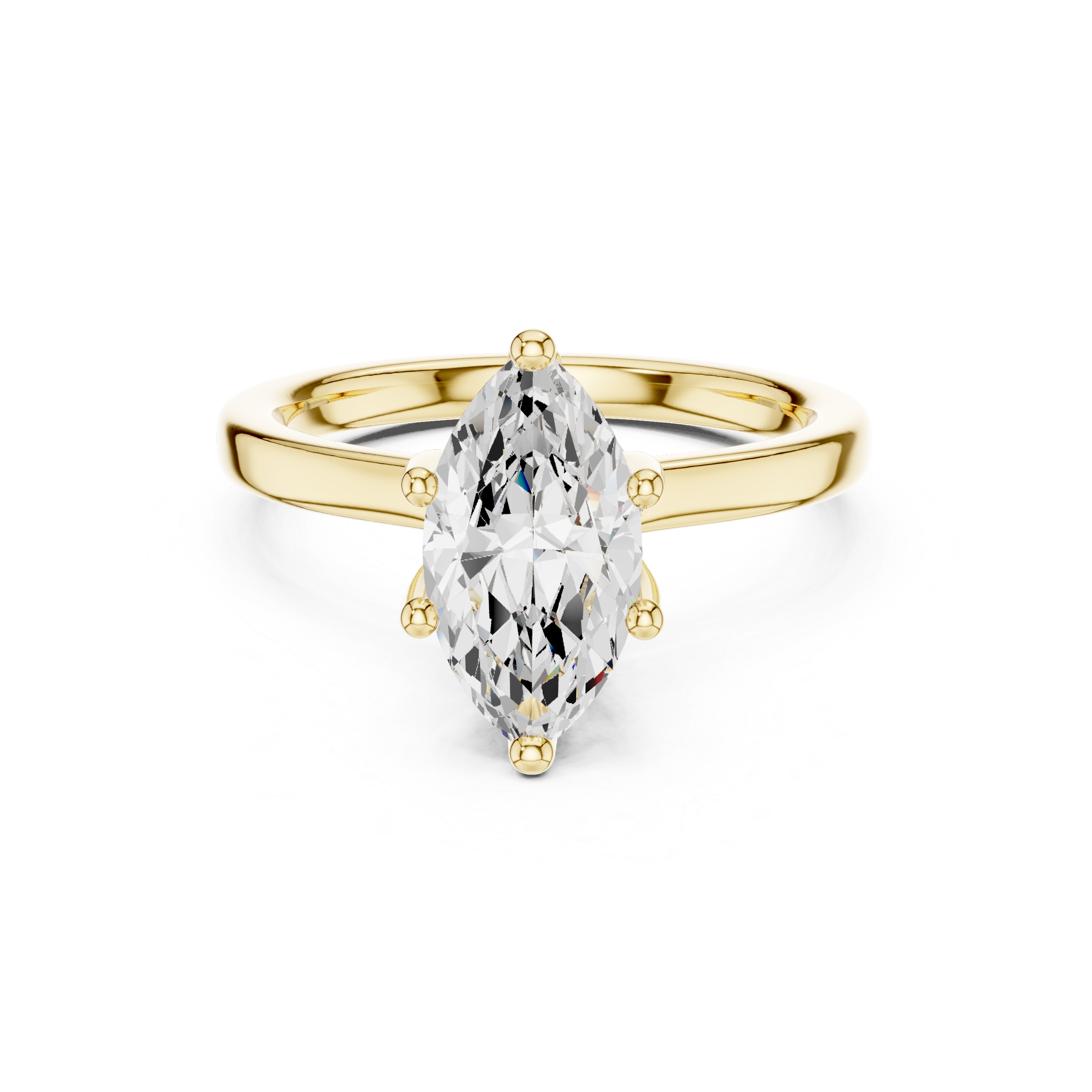 6-prong marquise lab grown diamond hidden halo engagement ring