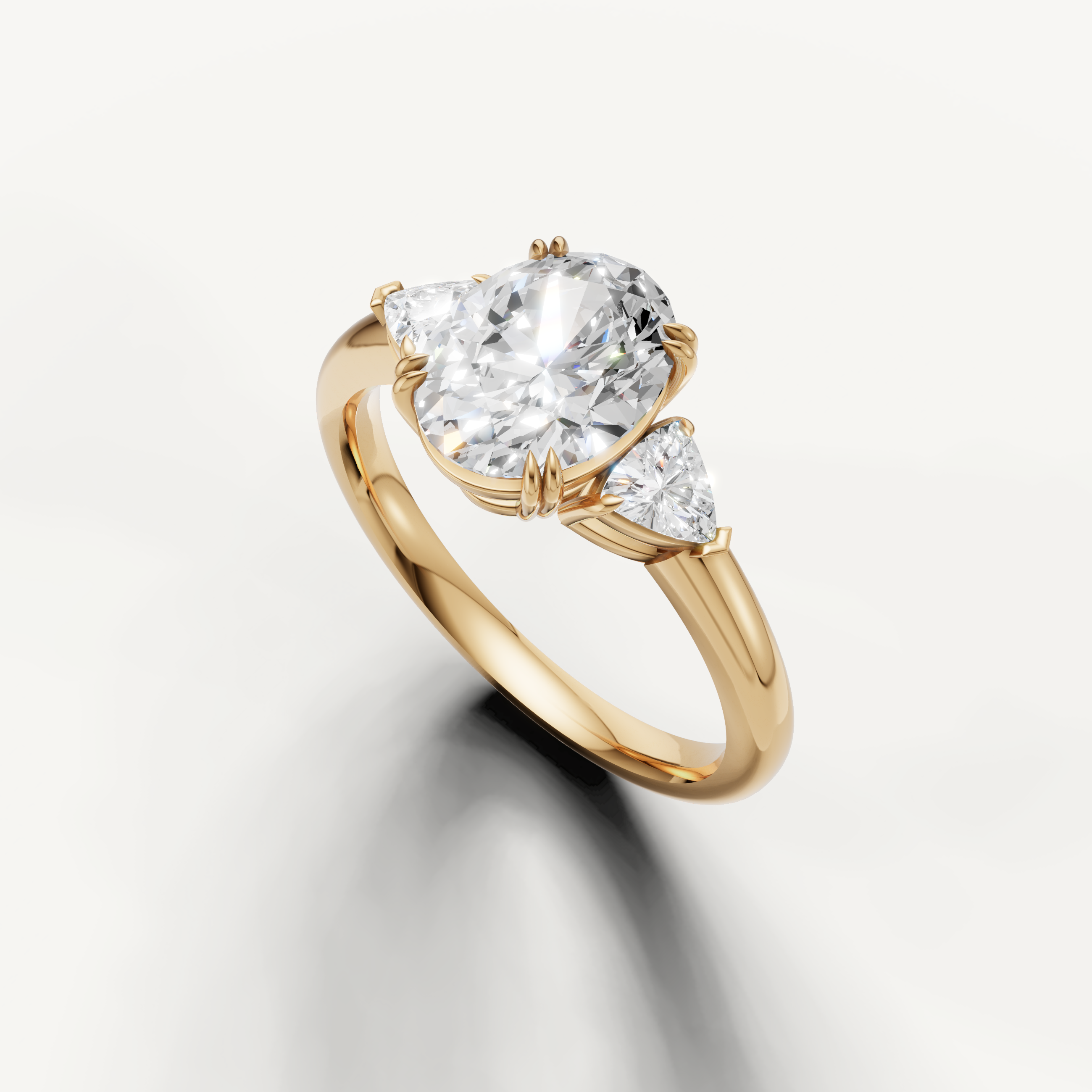timeless oval cut lab grown diamond engagement ring with polished yellow gold band