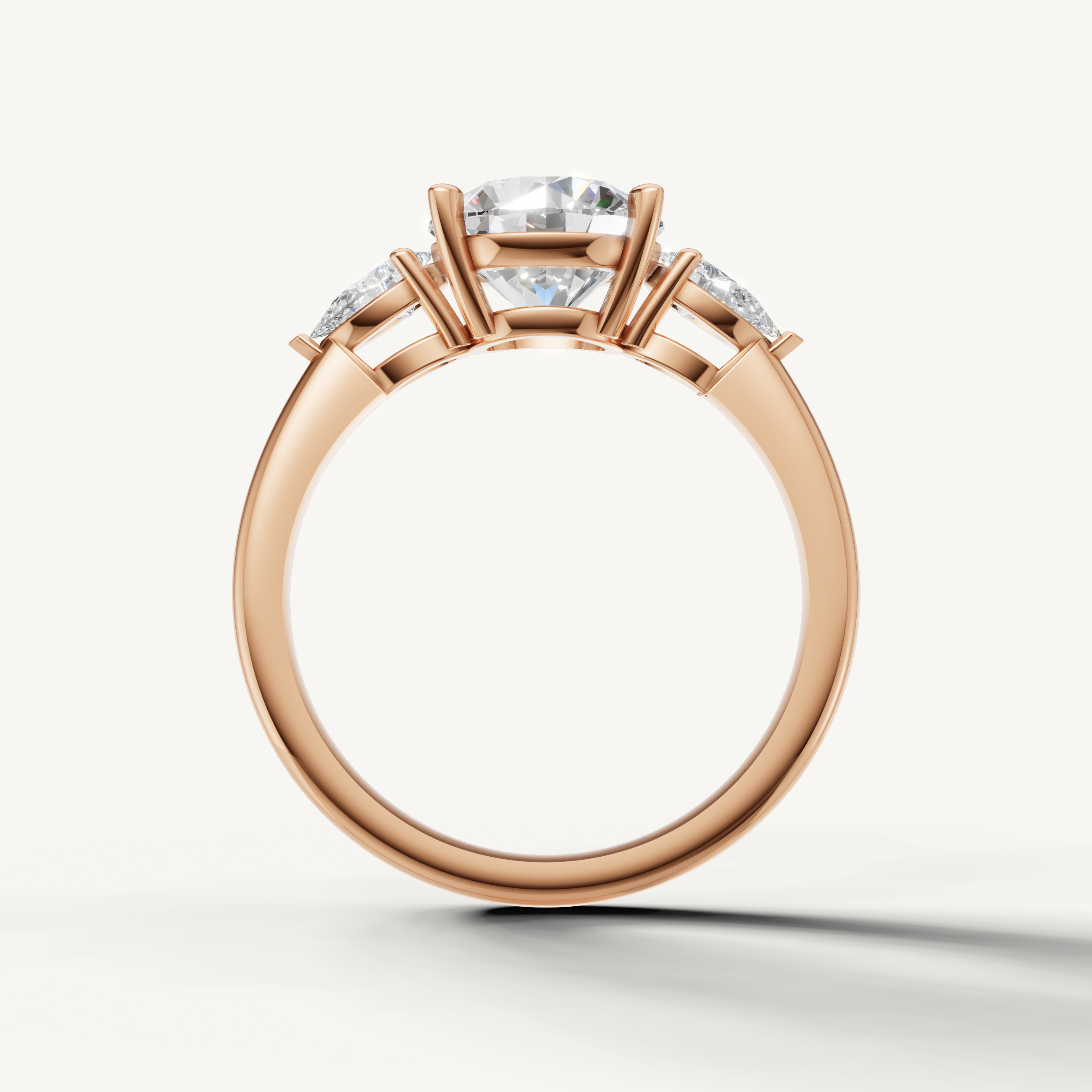 luxurious round brilliant lab grown diamond ring with marquise side stones