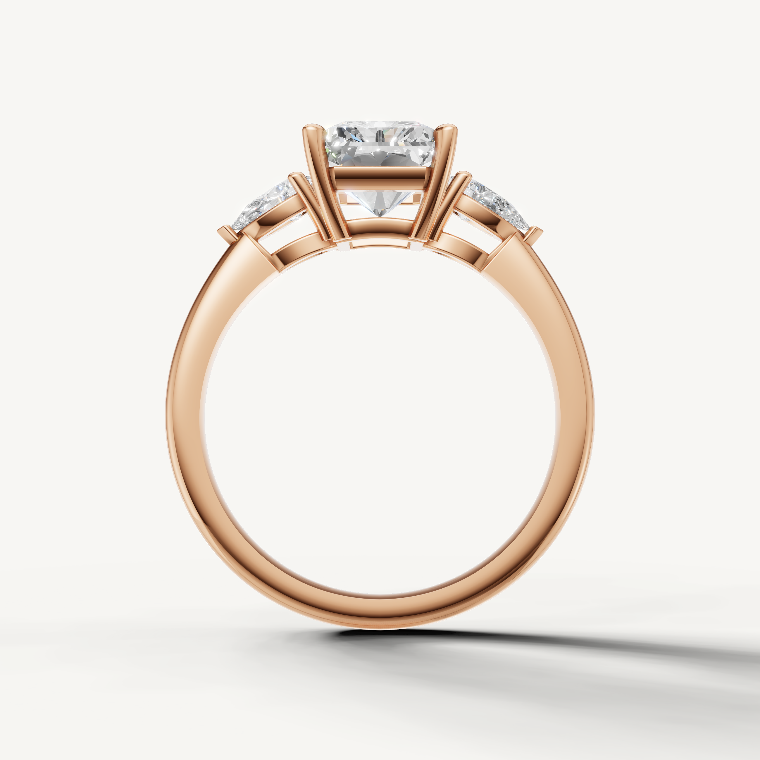luxurious radiant cut lab grown diamond engagement ring with pear side diamonds